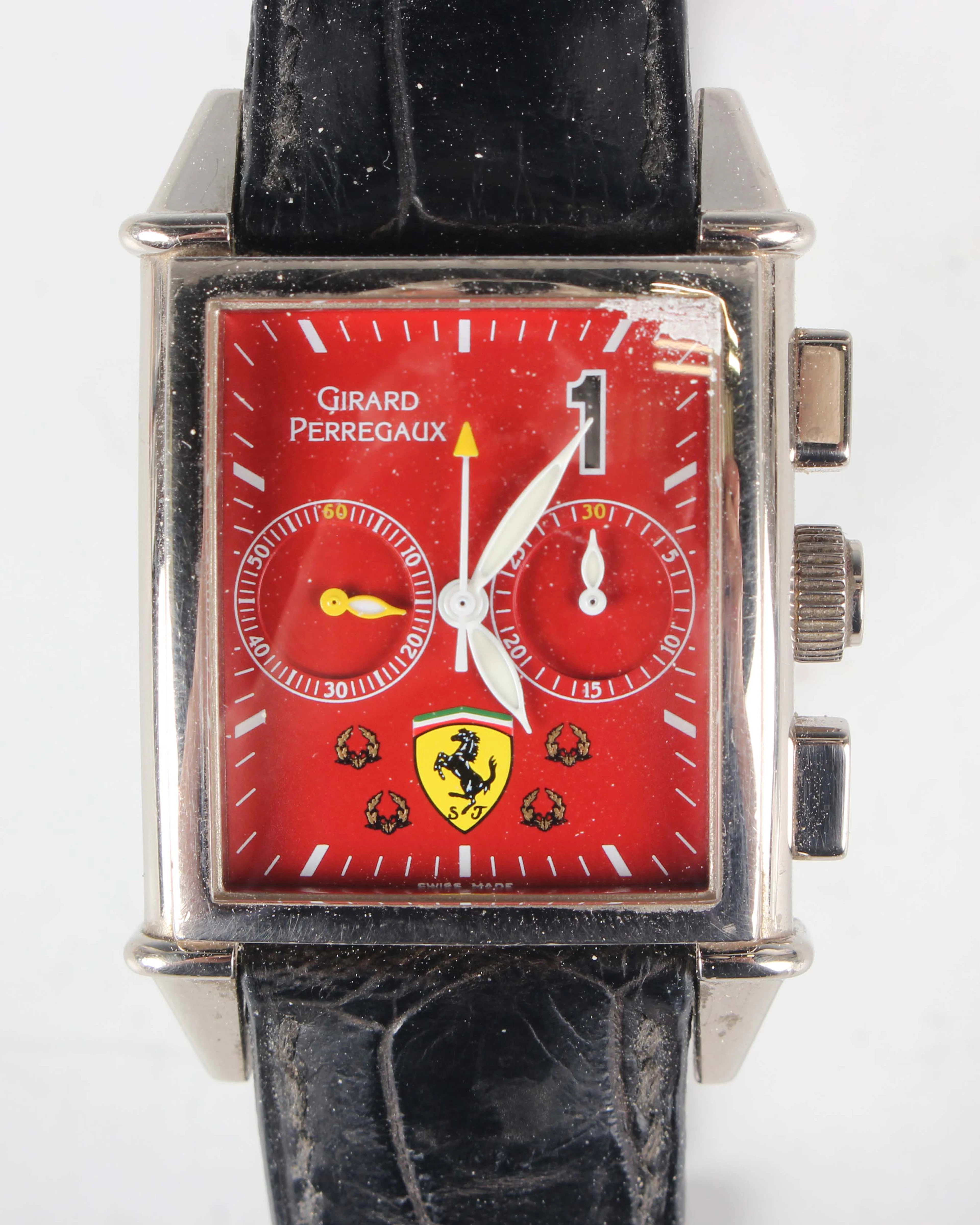 A Girard-Perregaux for Ferrari 18K white gold rectangular cased gentleman's
