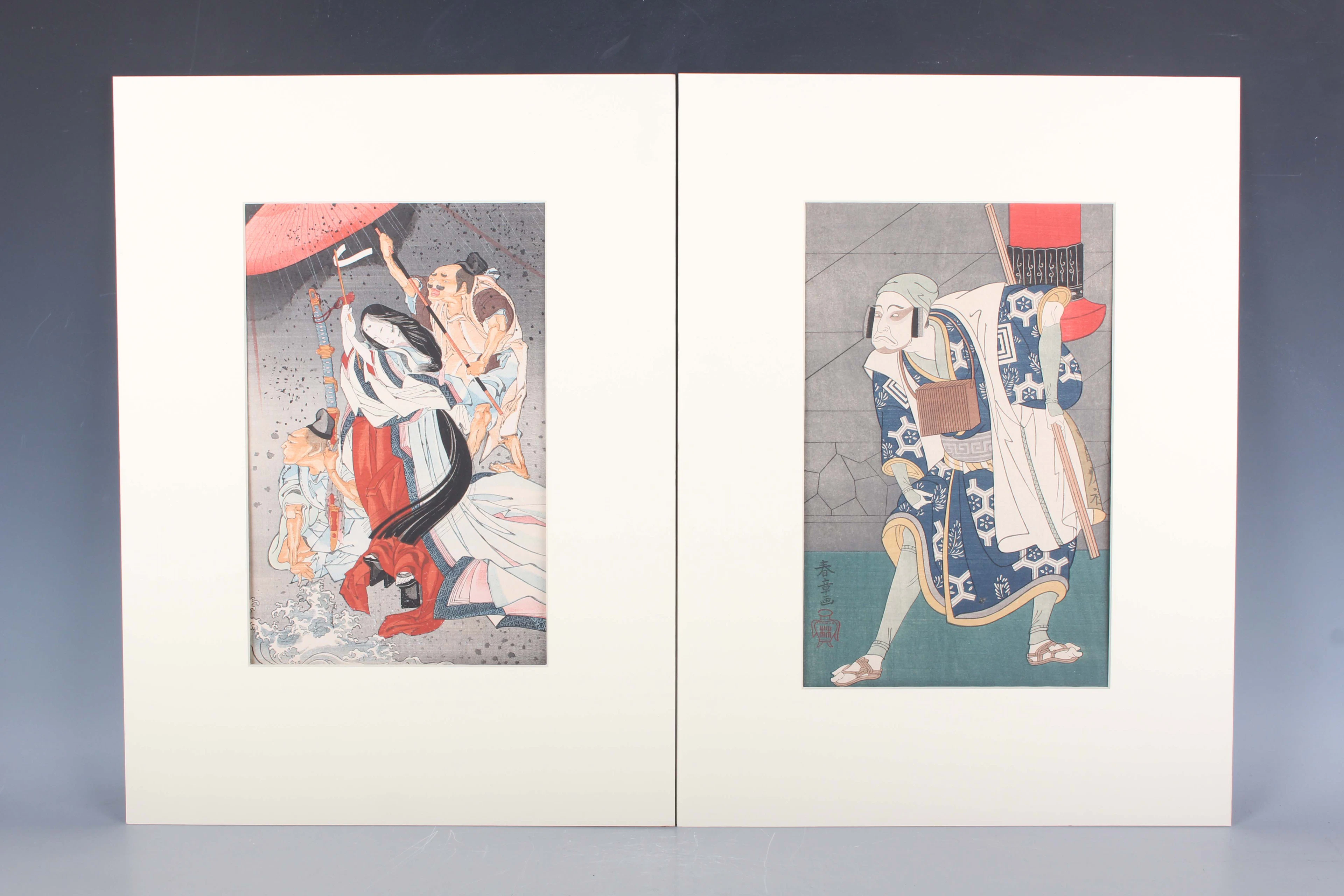 A group of five Japanese woodblock oban prints, early 20th century