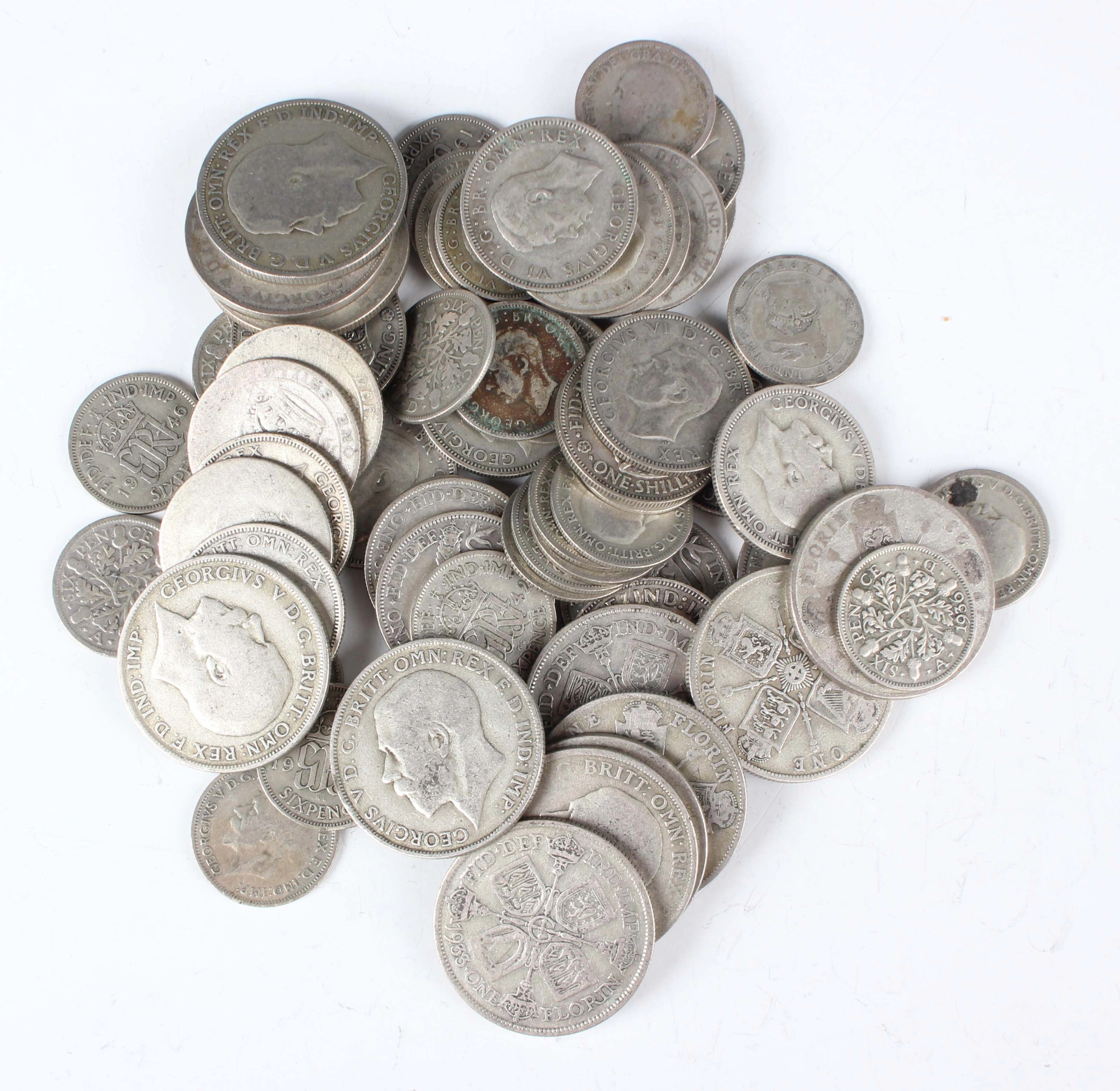 A group of pre-1947 British silver coins, comprising twelve florins