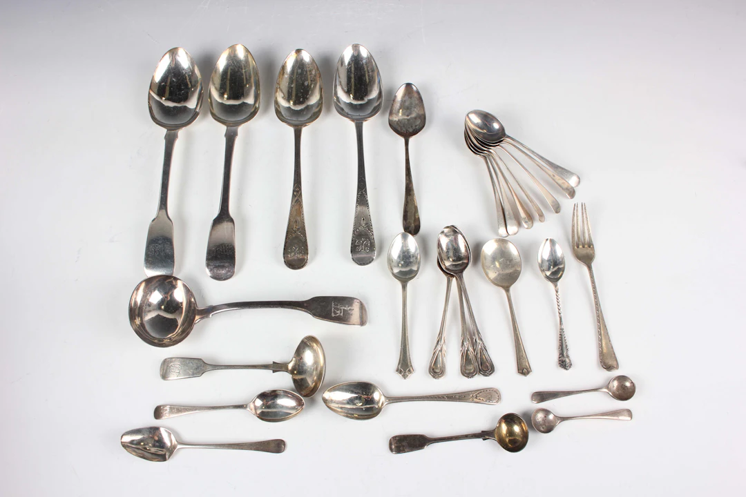 A pair of George III silver bright-cut Old English pattern tablespoons