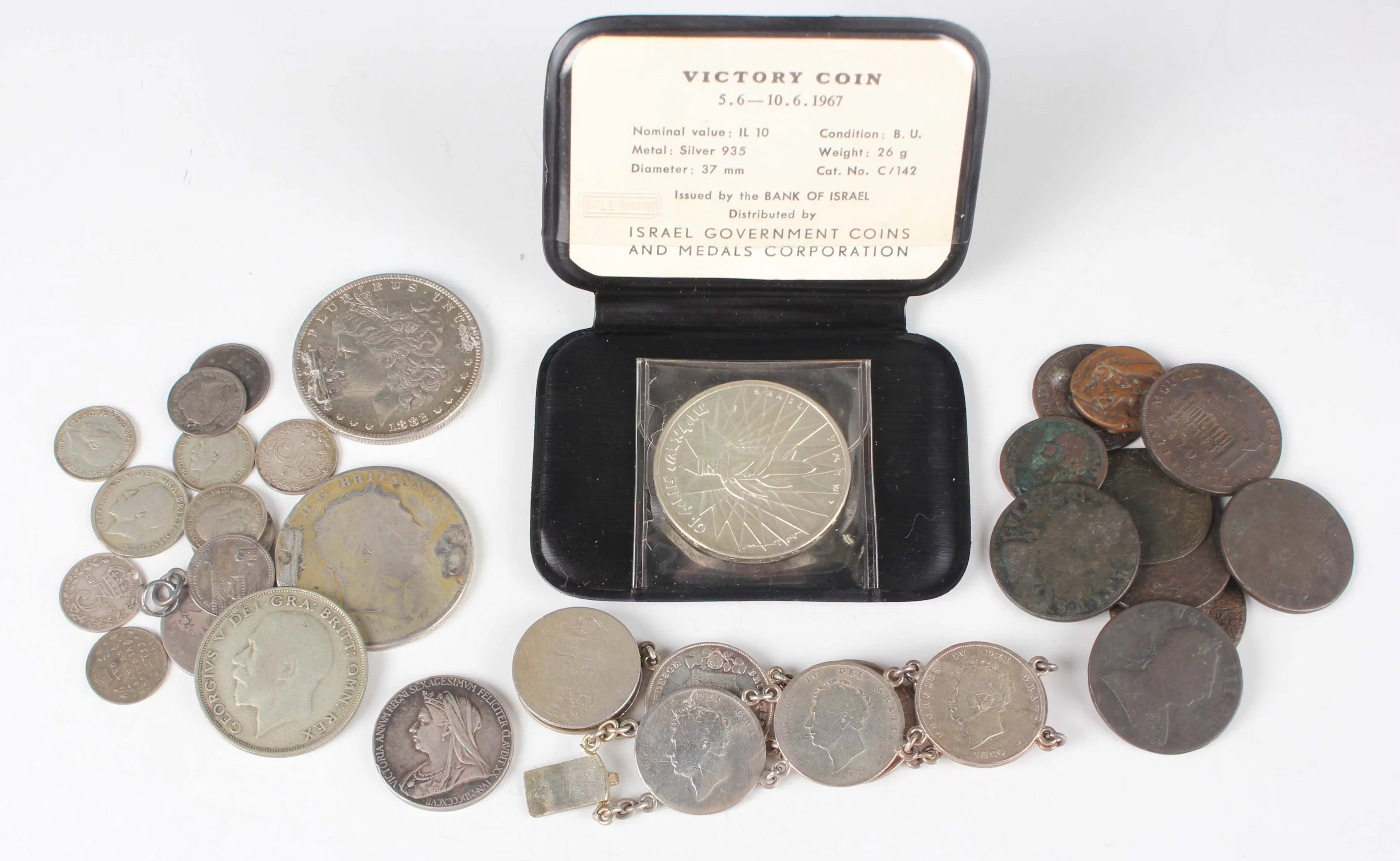 A collection of mixed European and world silver and copper coinage