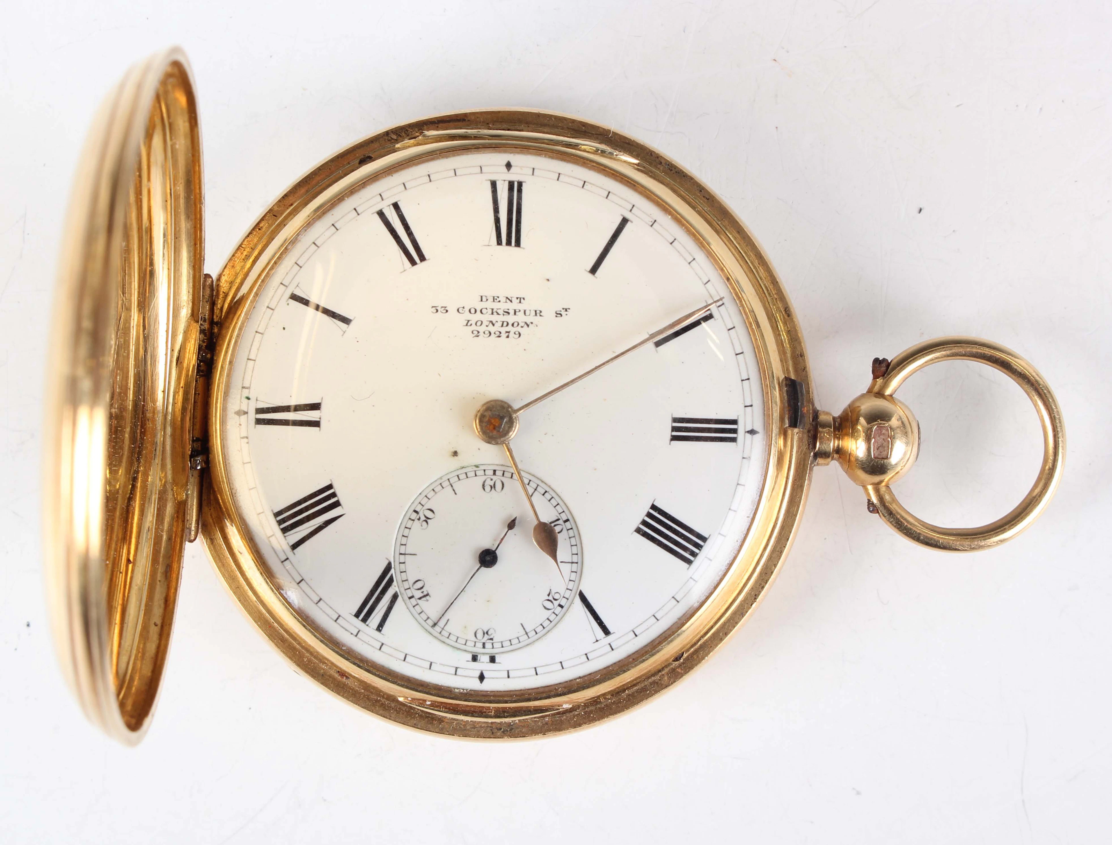 A Victorian 18ct gold hunting cased keywind gentleman's pocket watch