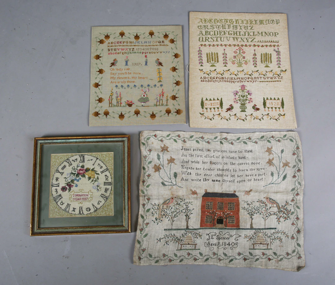 An early Victorian needlework sampler by J.E. Spencer, Aged 9, dated