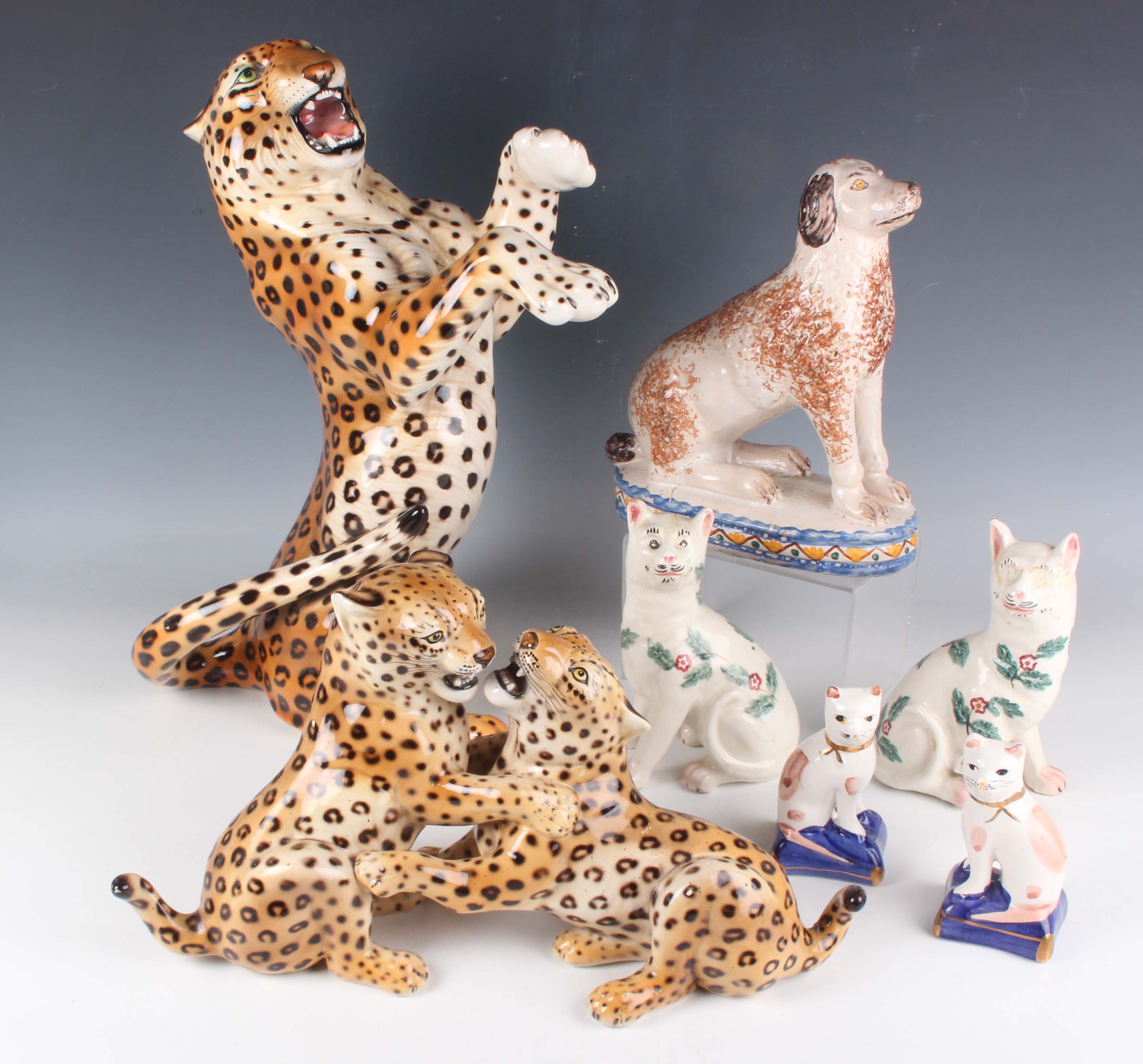 Ceramiche Ronzan イタリア タイガー 置物 Porcelain Sculpture of Playing Tigers by Ronzan, Italy - Vintage