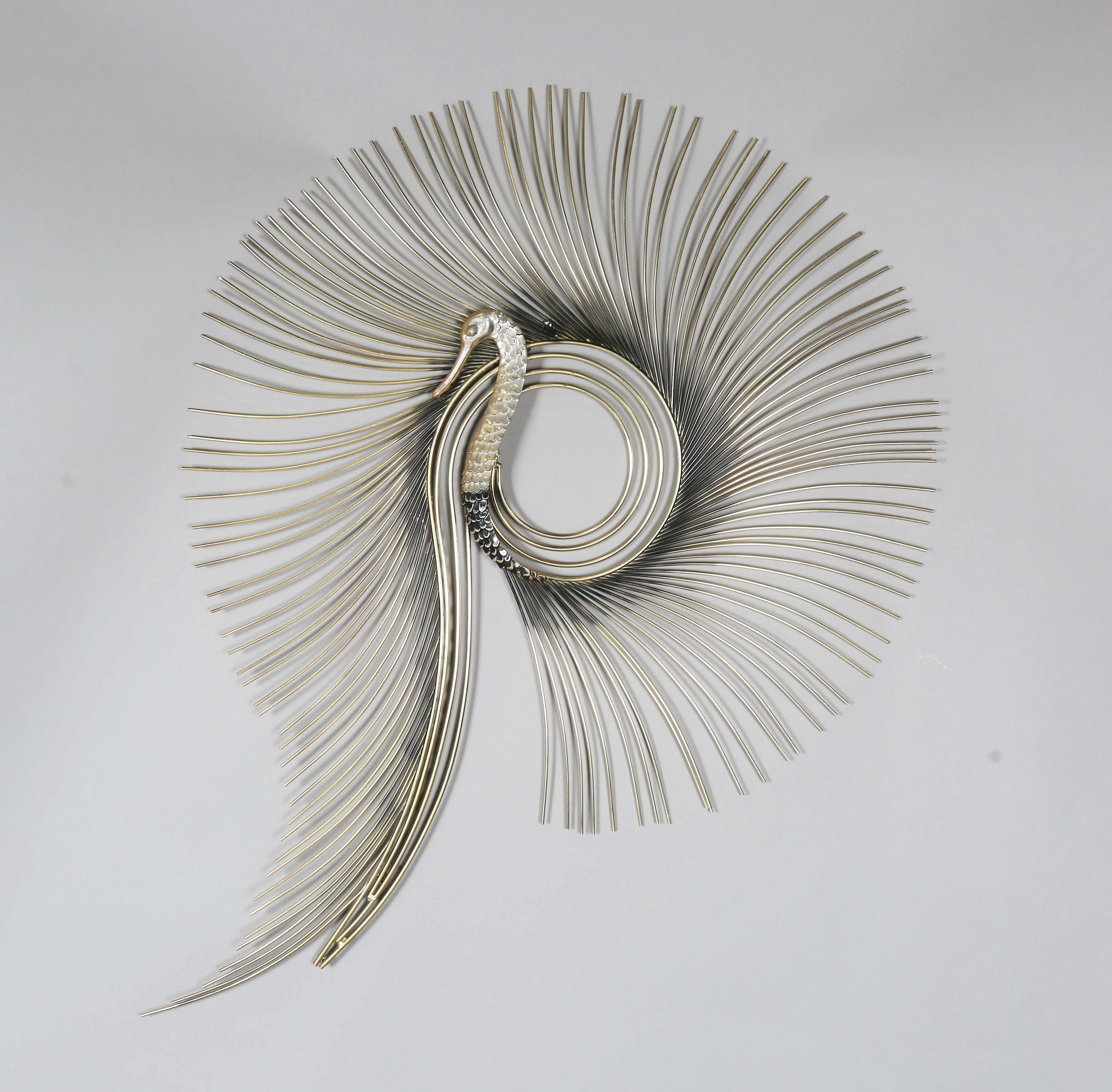 Curtis Jeré - a late 20th century gilt and silvered metal wall mounted