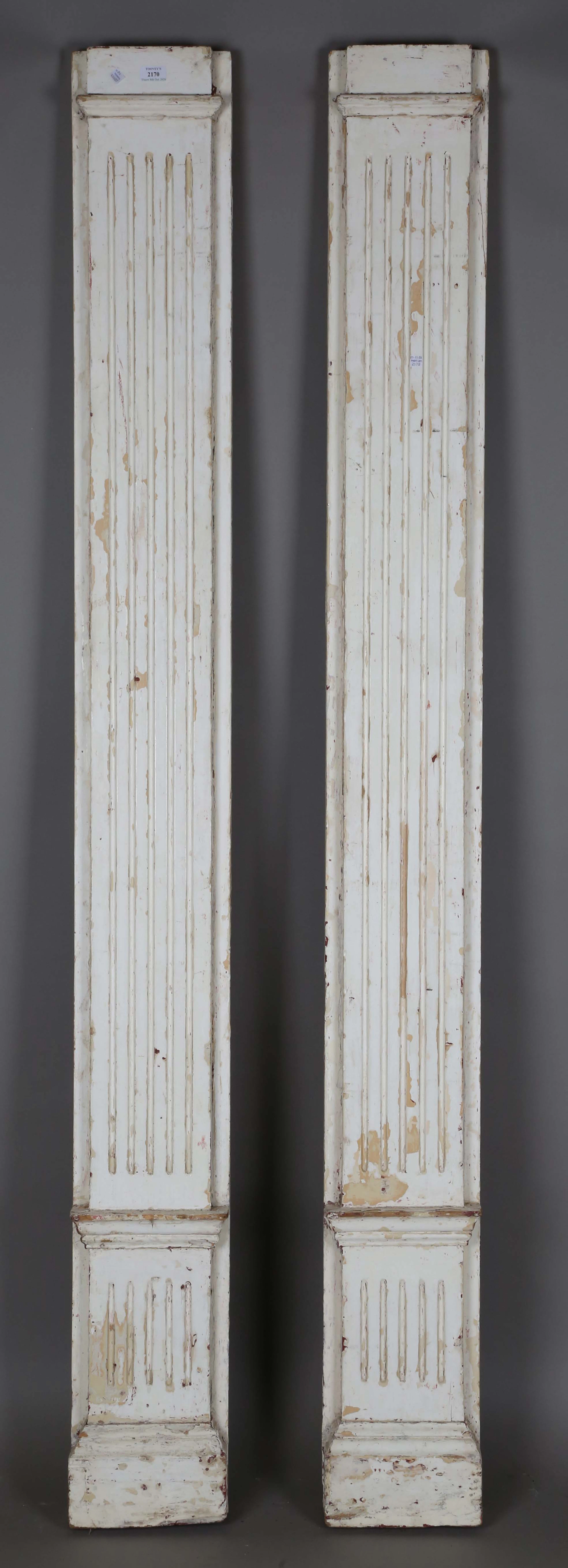 A pair of early 20th century white painted architectural pilasters