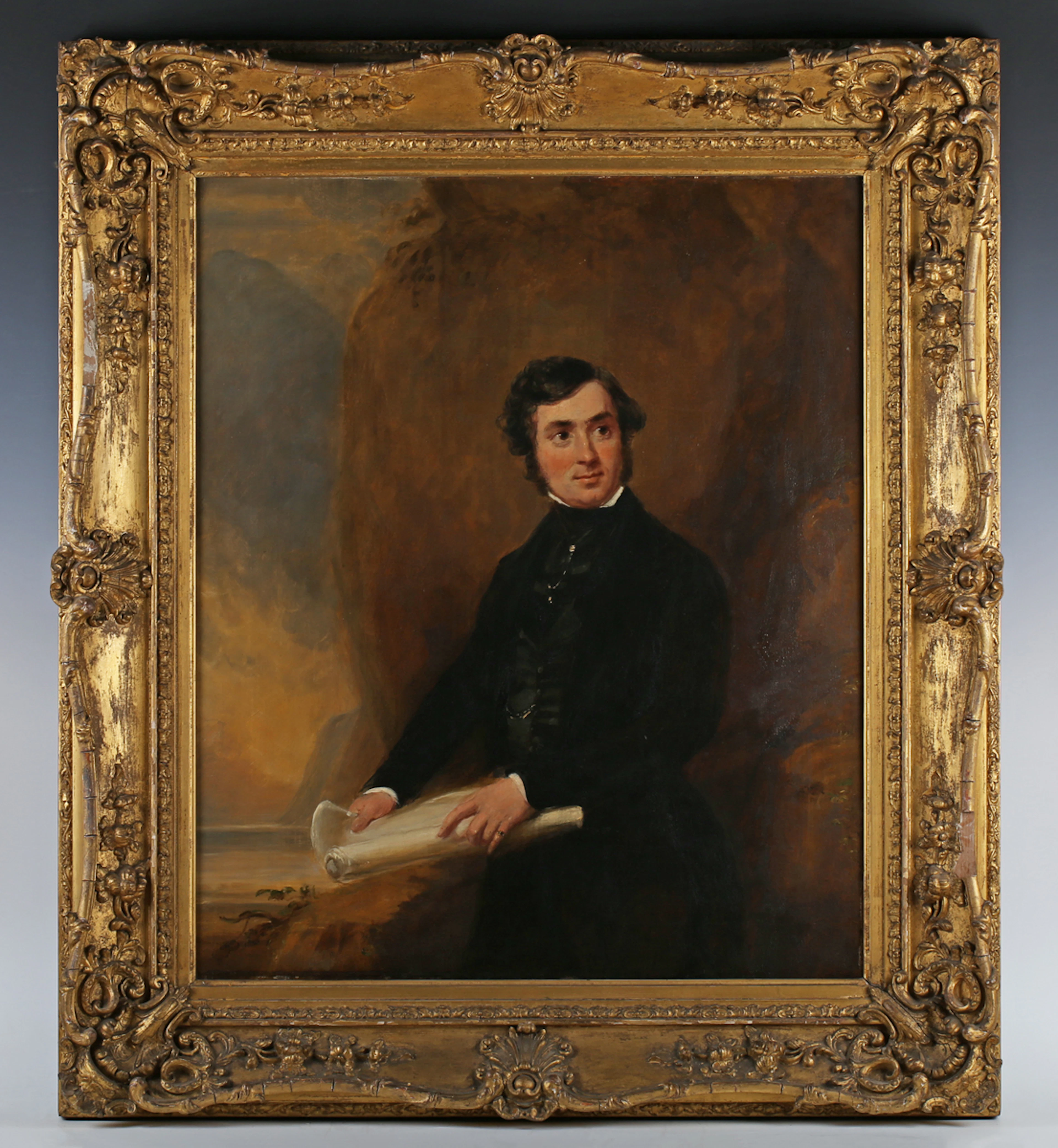 Circle of George Hayter - Portrait of a gentleman standing by the