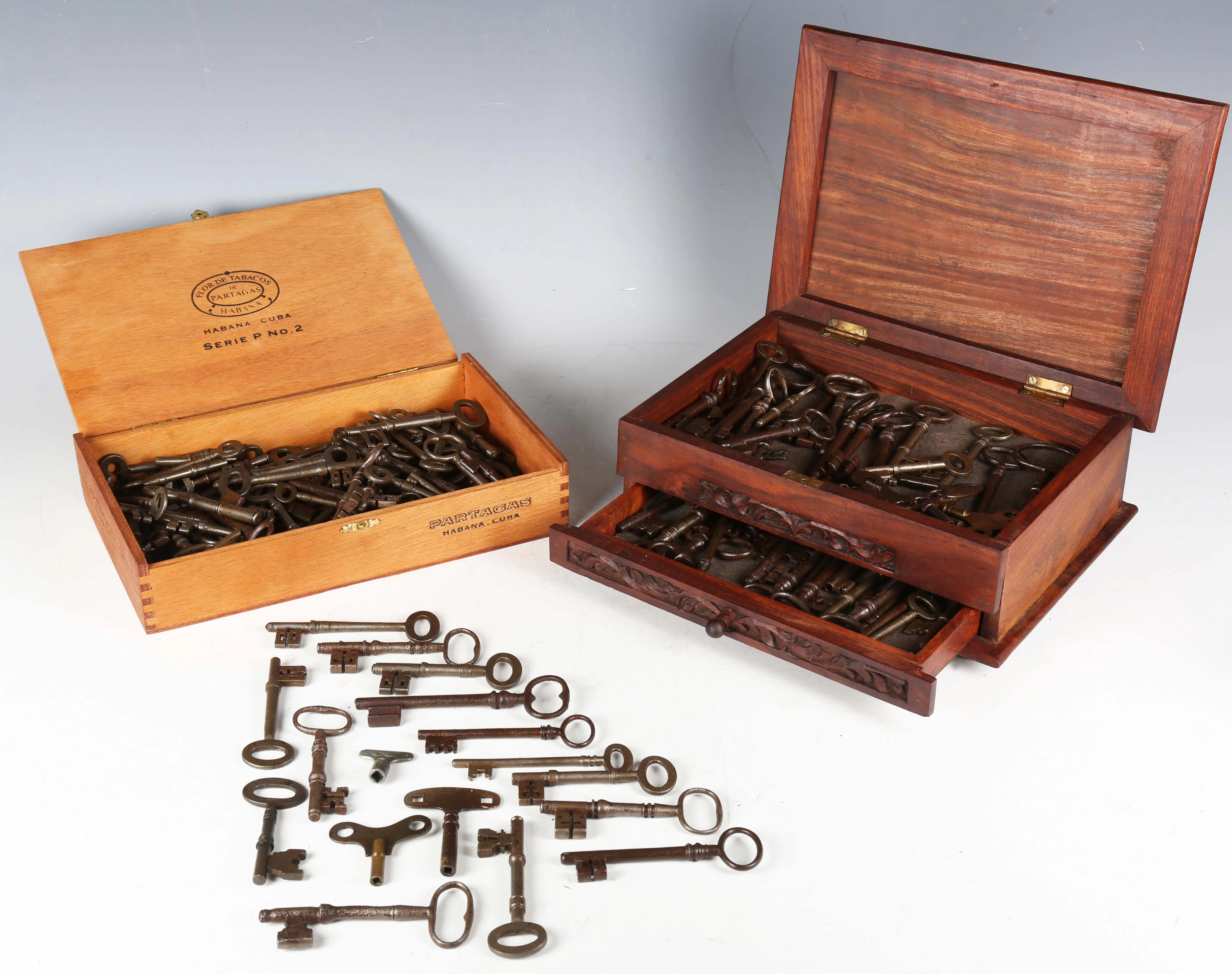 A collection of mainly 18th and 19th century steel and iron keys
