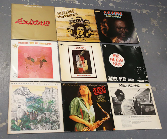 A varied collection of approximately thirty-six LP records, mainly