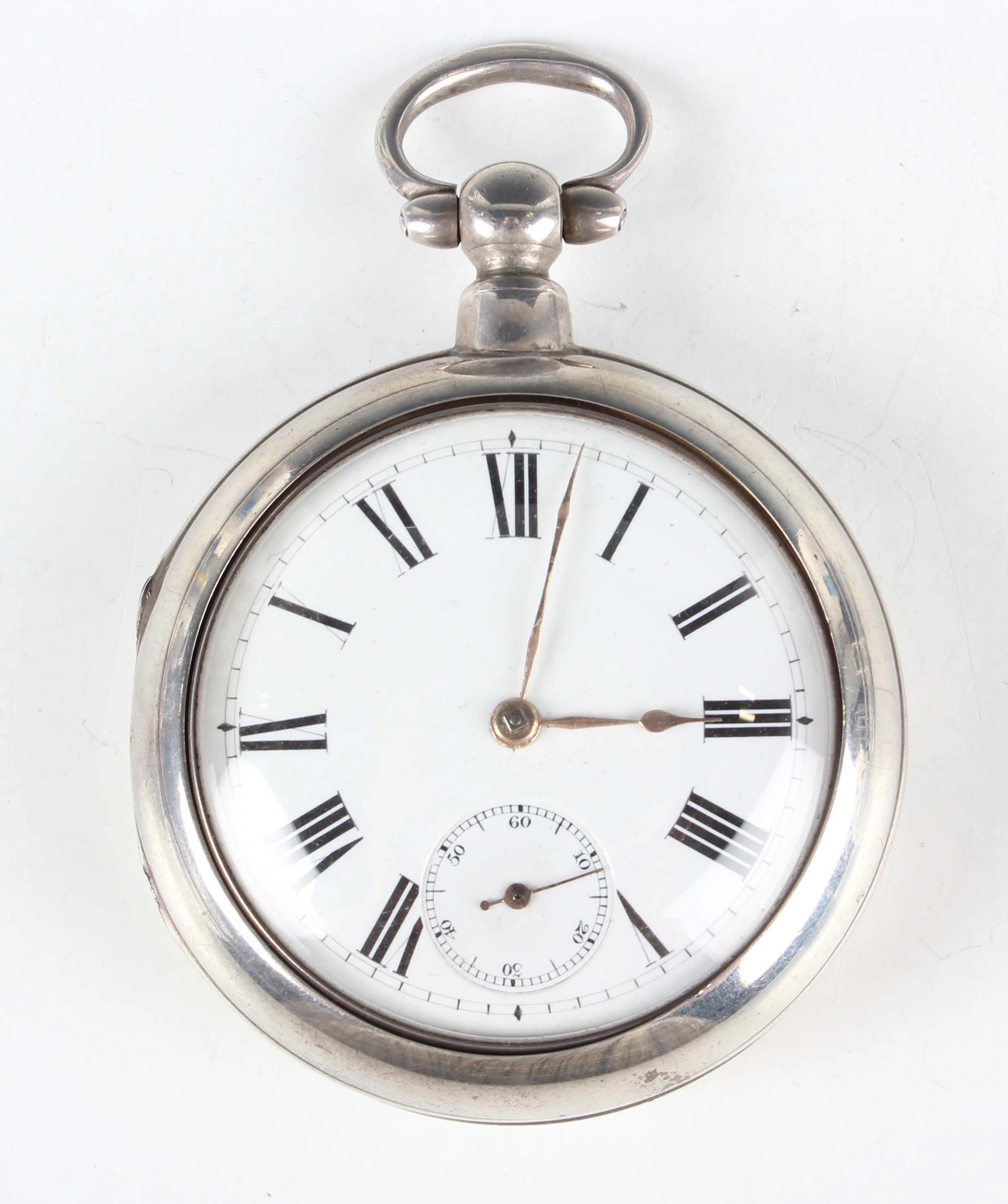 A Victorian silver pair cased keywind open-faced gentleman's pocket