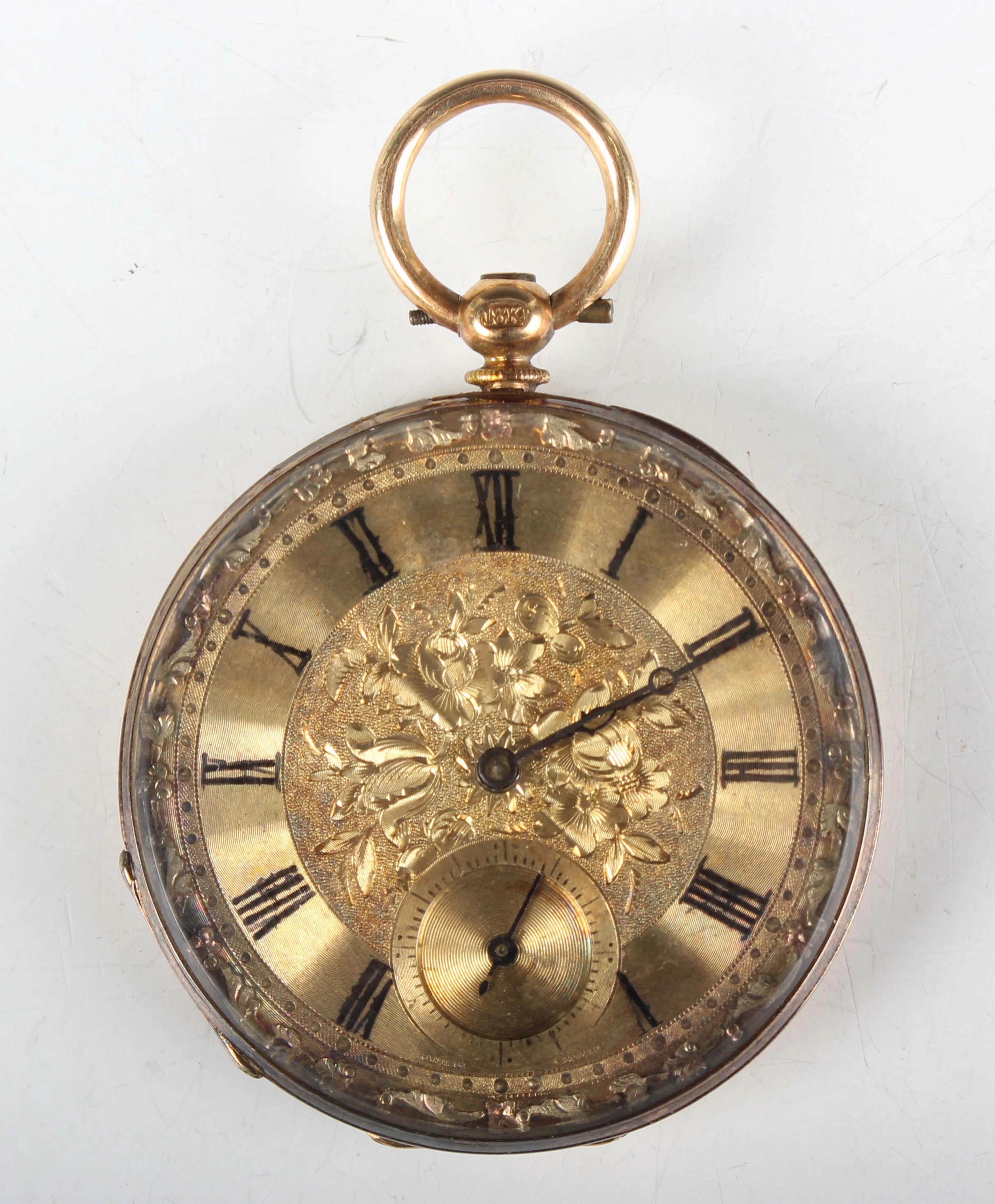 A Swiss 18K gold cased keywind open-faced gentleman's pocket watch