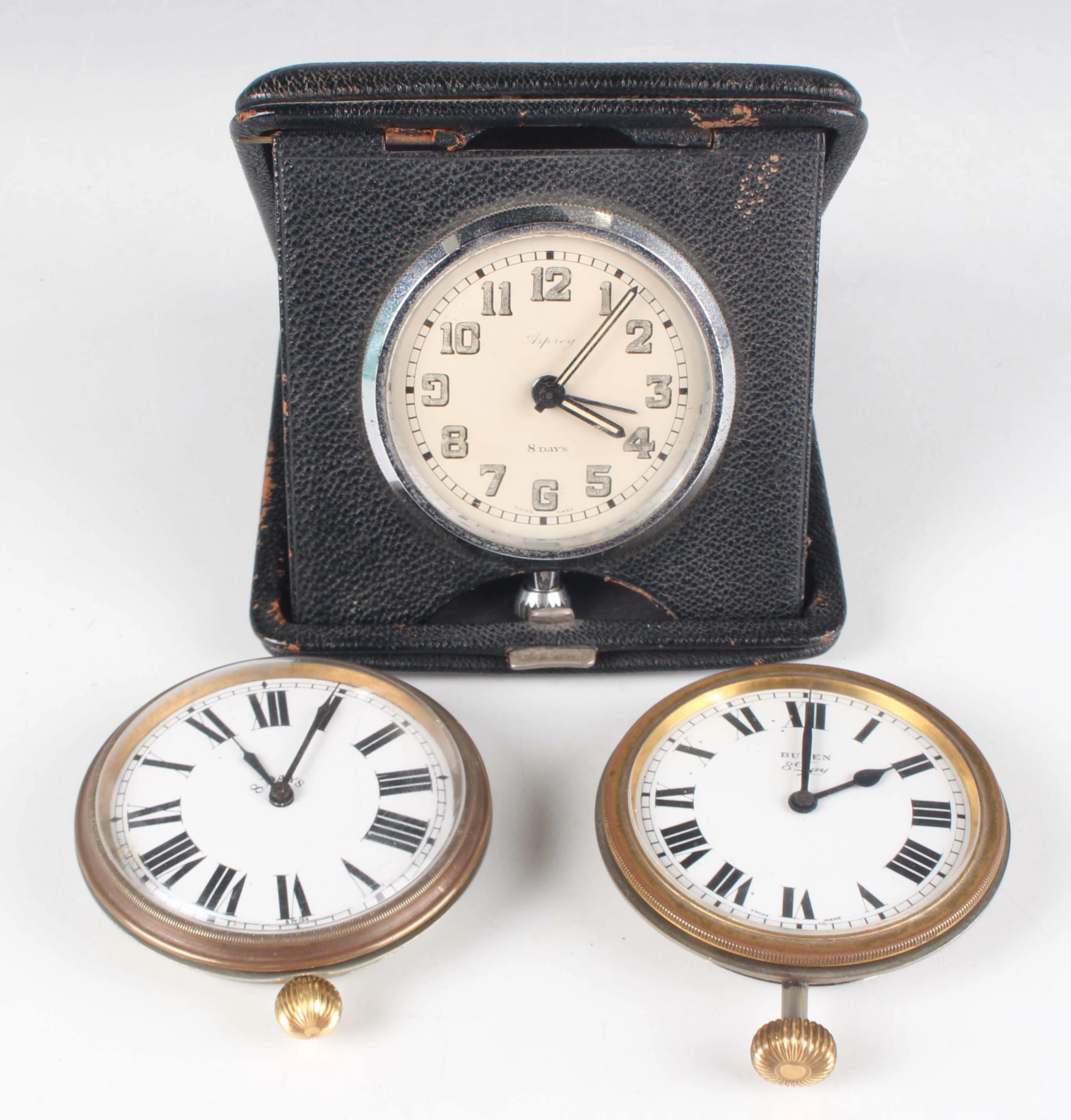 An Art Deco chrome plated cased travelling bedside alarm watch, the