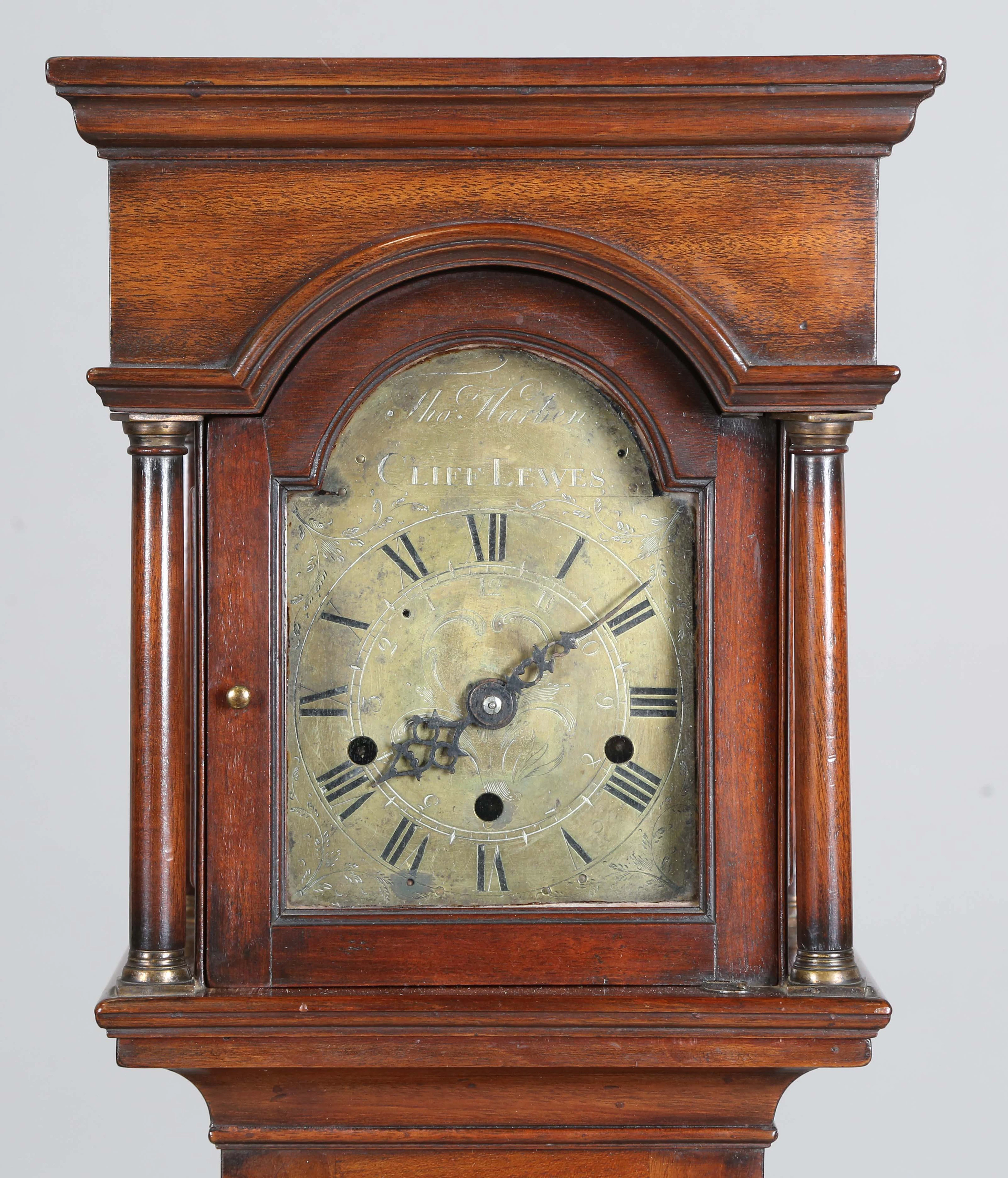 An early 20th century mahogany cased diminutive longcase clock, the