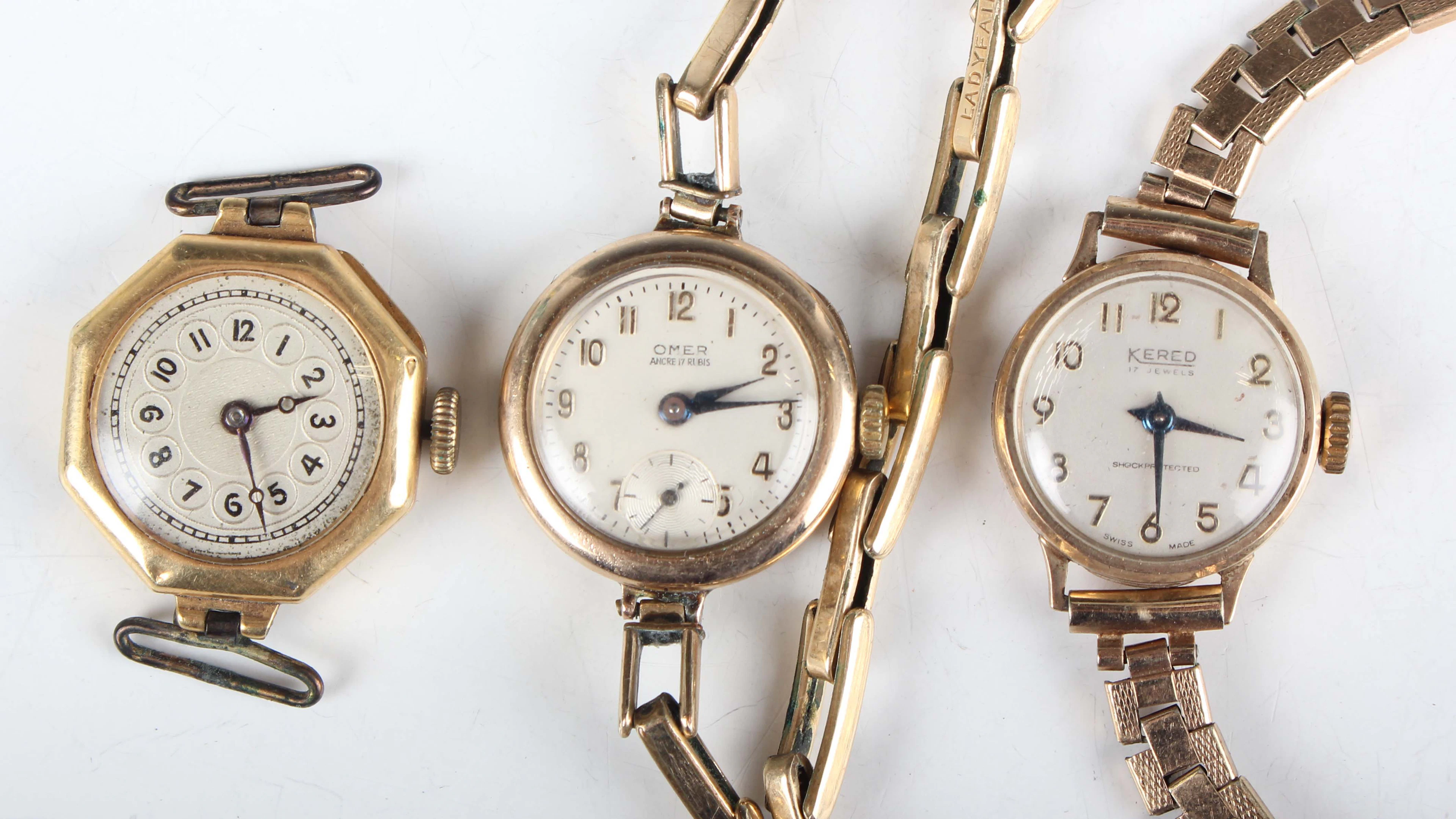 An 18ct gold octagonal cased lady's wristwatch, import mark London
