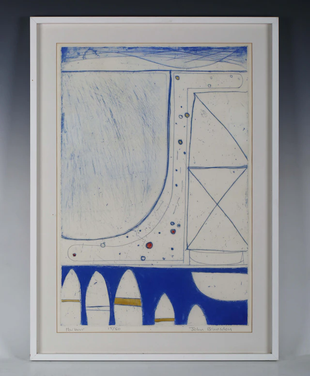 John Brunsdon (British 1933-2014) - 'Harbour', colour etching with