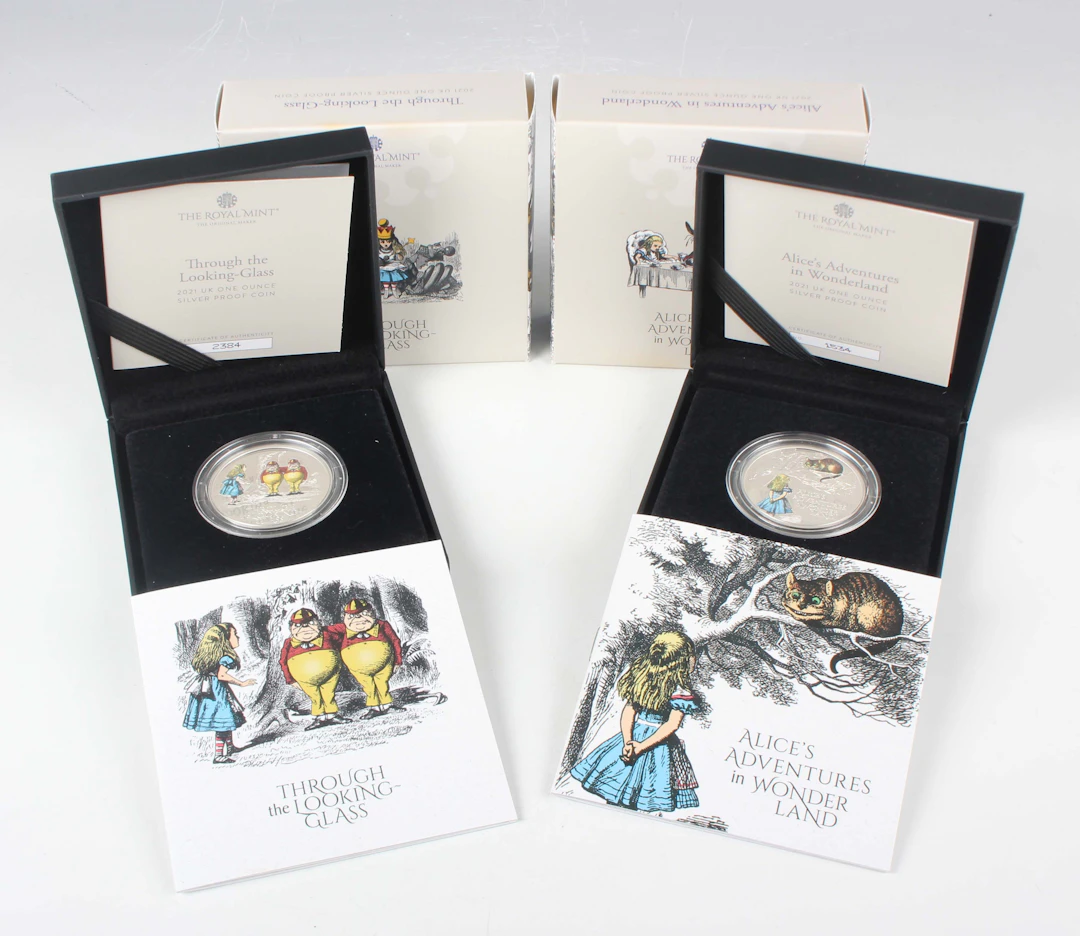 Two Elizabeth II Royal Mint one-ounce silver proof coins 2021 celebrating