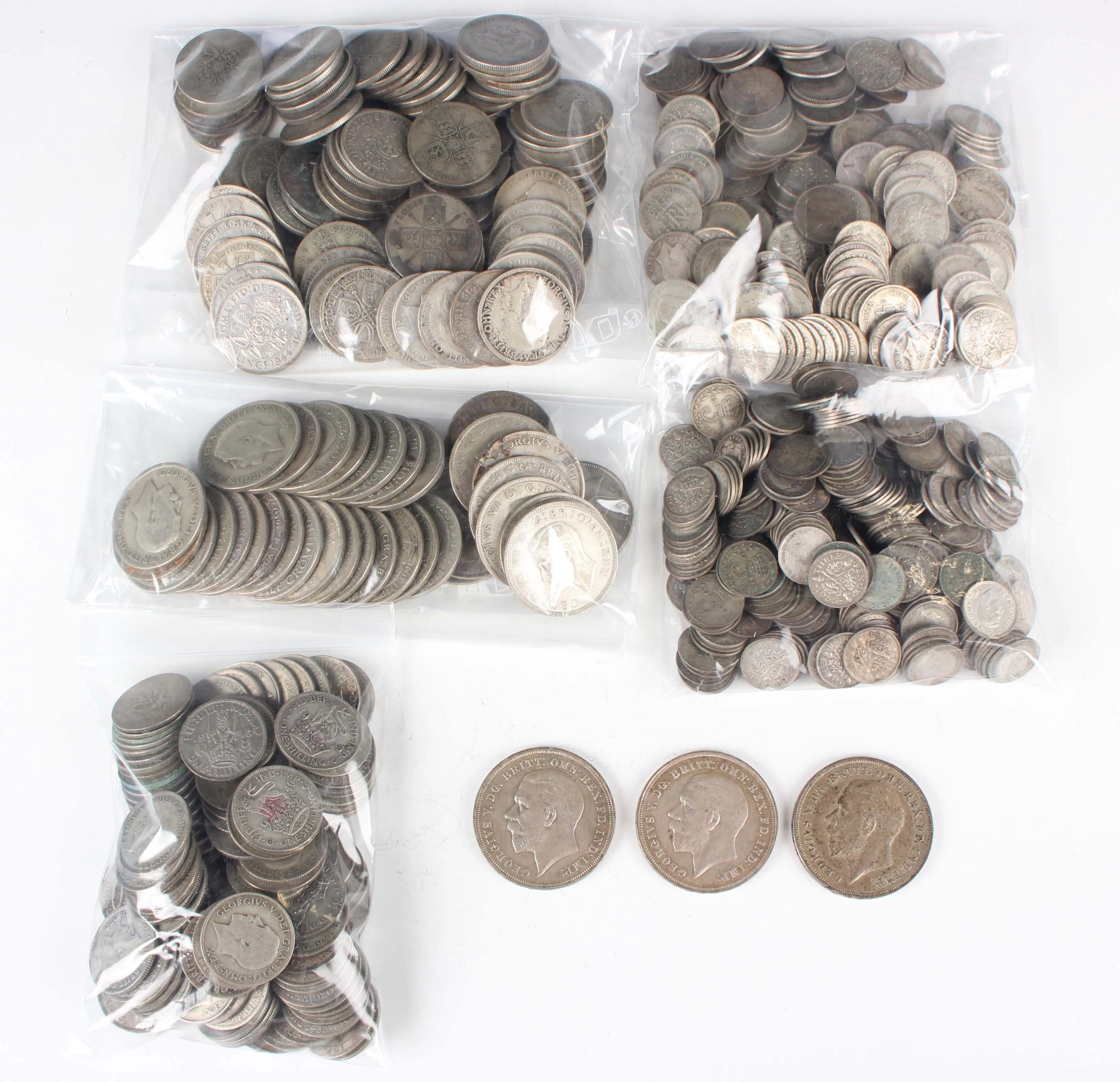 A large collection of pre-1947 British silver nickel coinage, including
