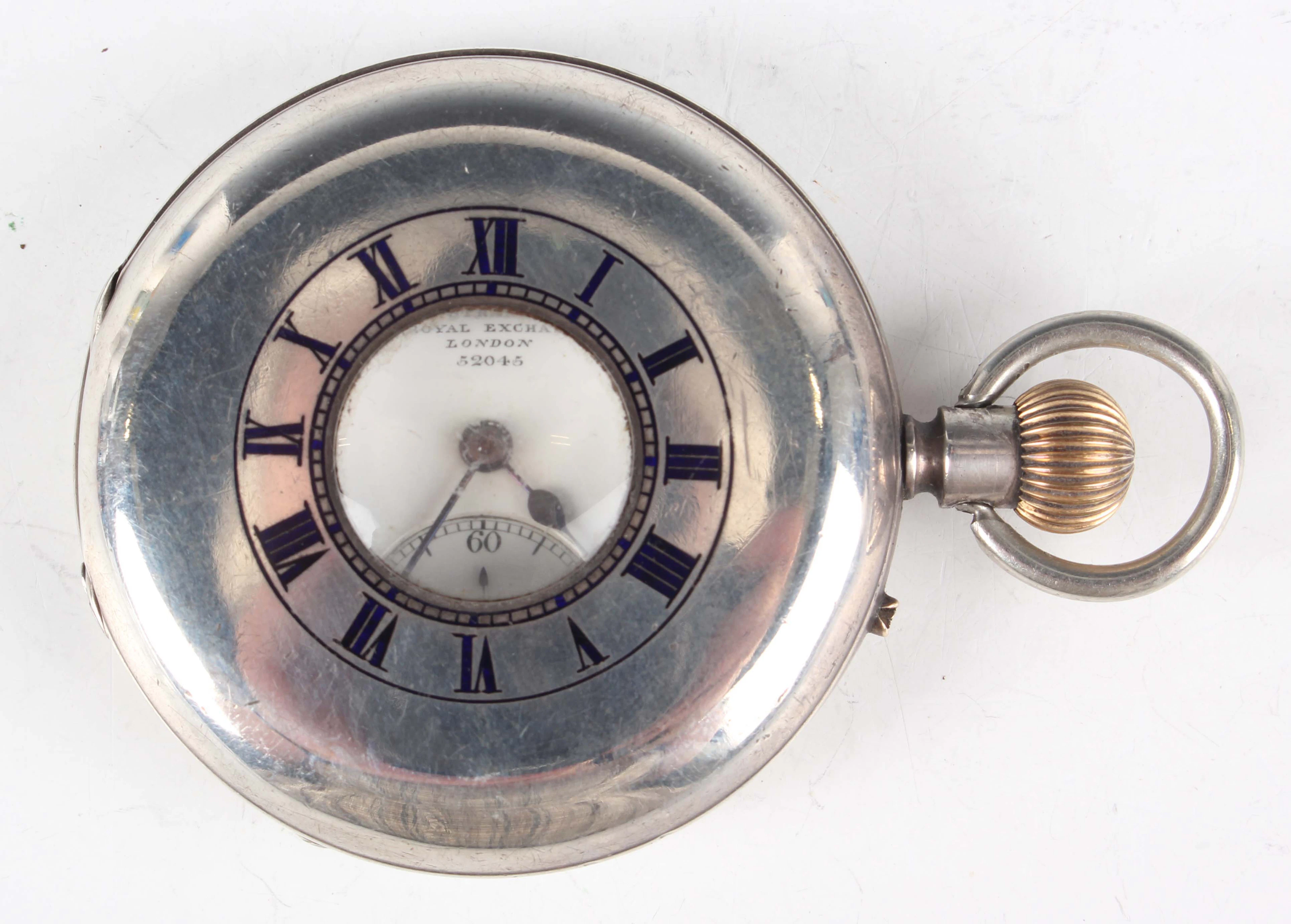 A Dent of London silver half-hunting cased keyless wind gentleman's