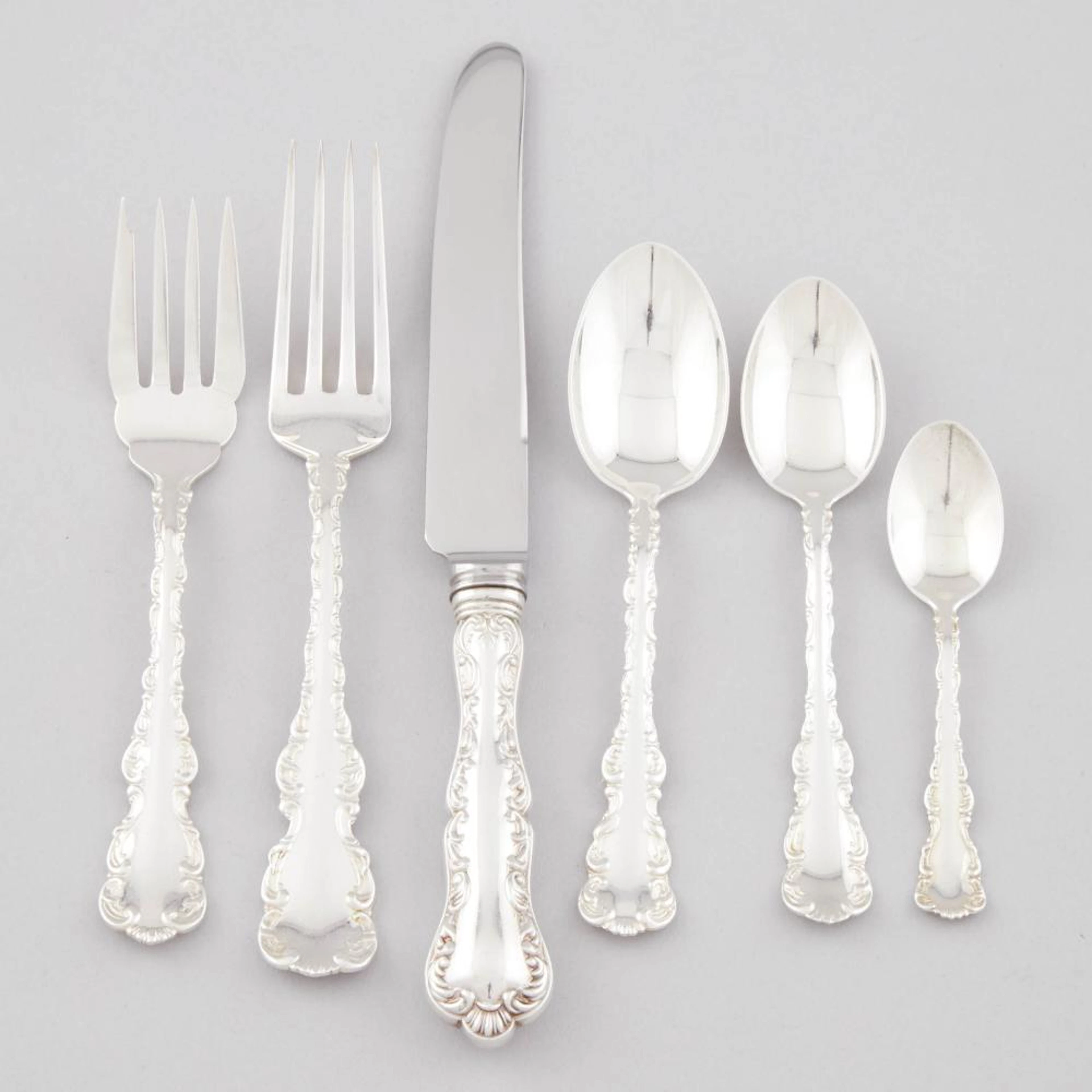 Canadian Silver 'Pompadour' Pattern Flatware Service, Henry Birks