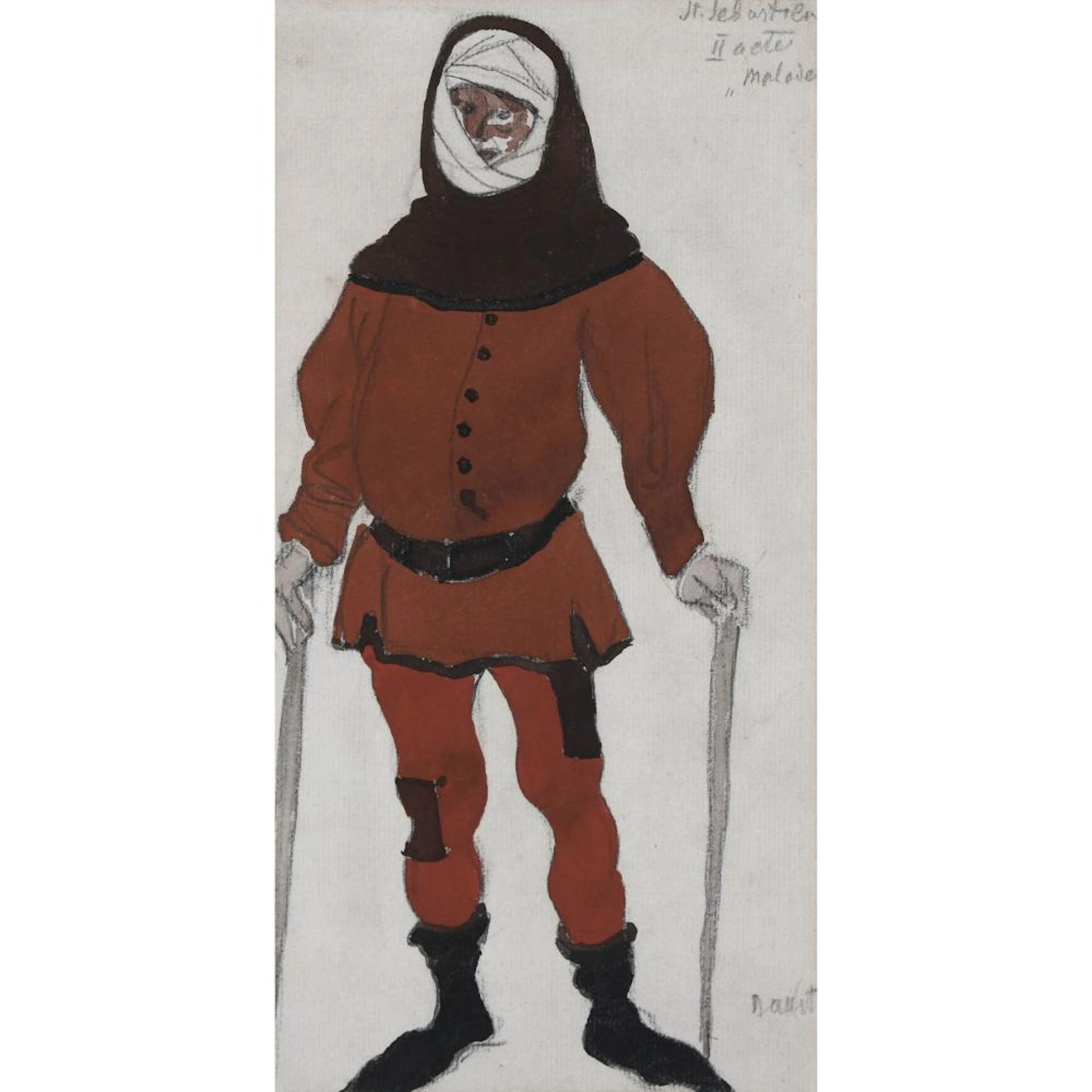 Léon Bakst (1866-1924), ST. SEBASTIEN, MALADE, COSTUME DESIGN FOR