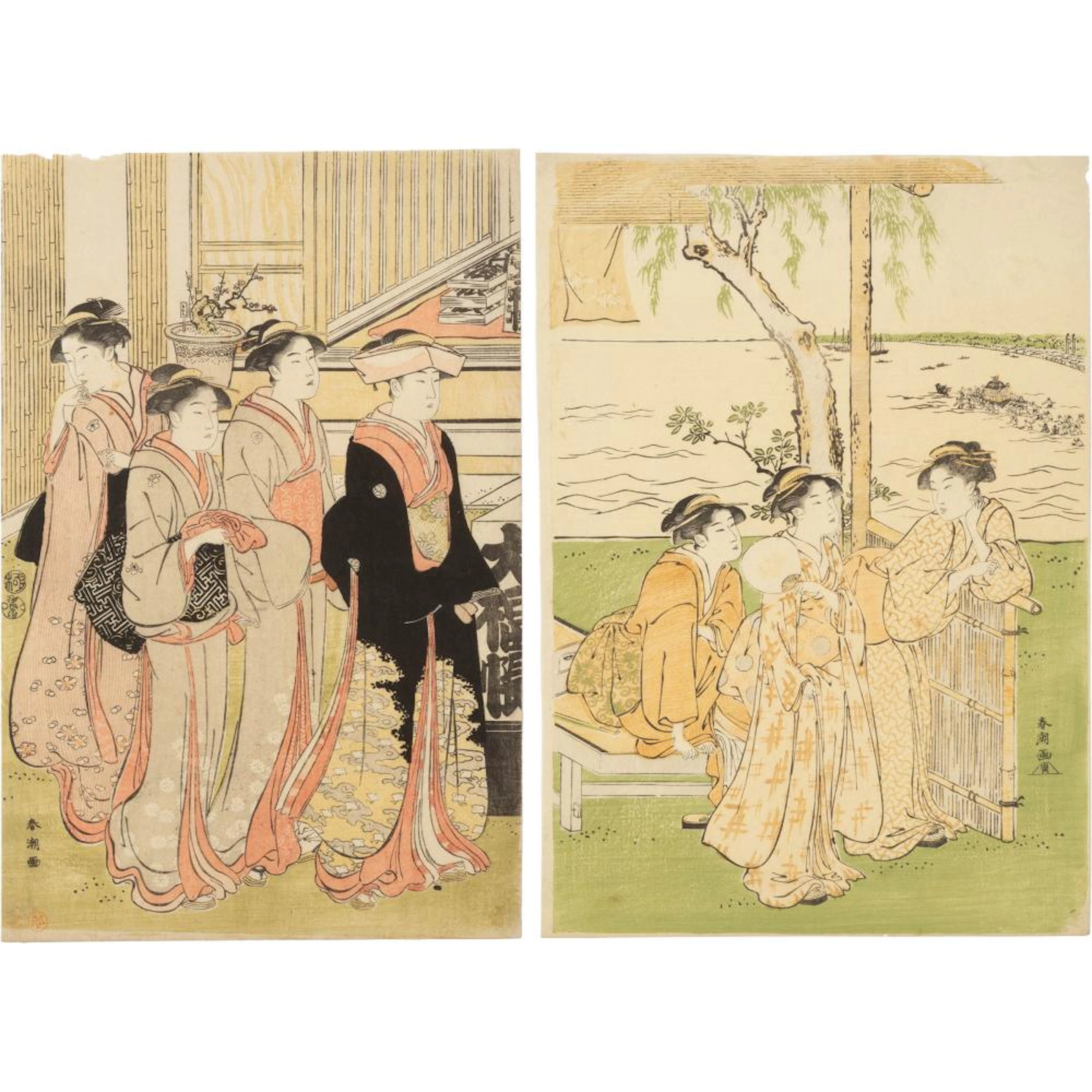 Katsukawa Shuncho (active 1780-1801), Two Woodblock Prints of Ladies