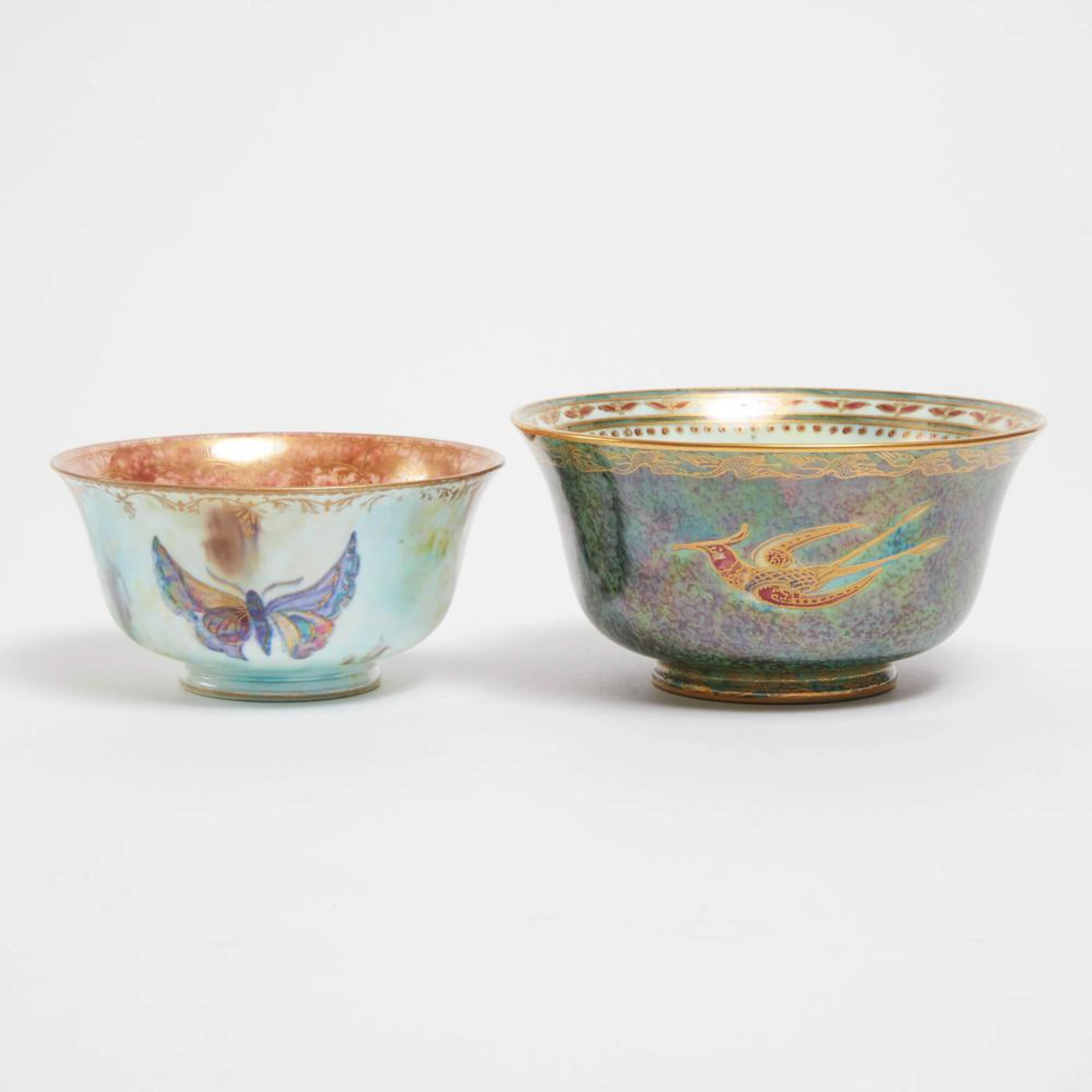 Two Wedgwood 'Butterfly' and 'Humming Bird' Fairyland Lustre Small