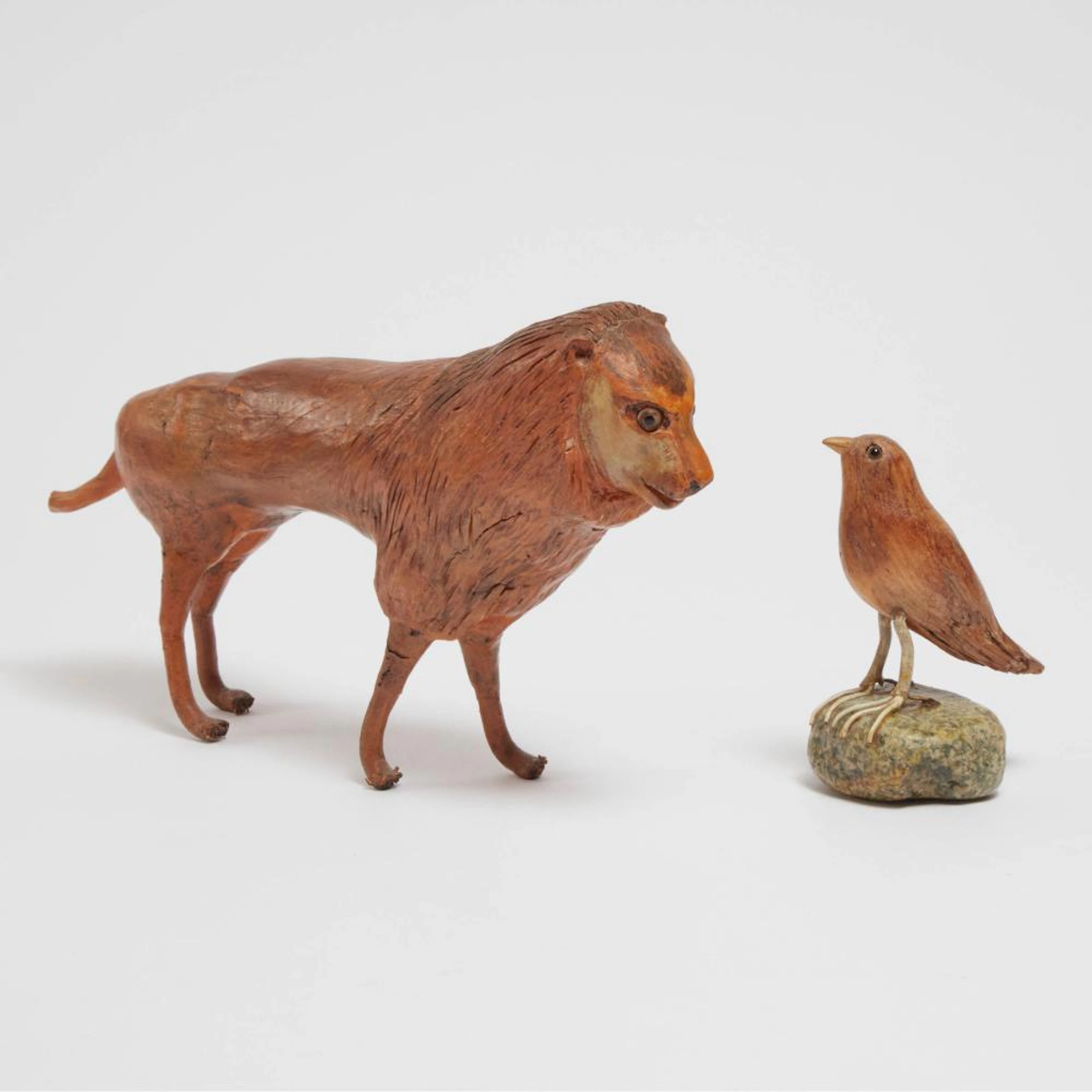 20th Century Canadian School, TWO WORKS: STANDING LION & A BIRD