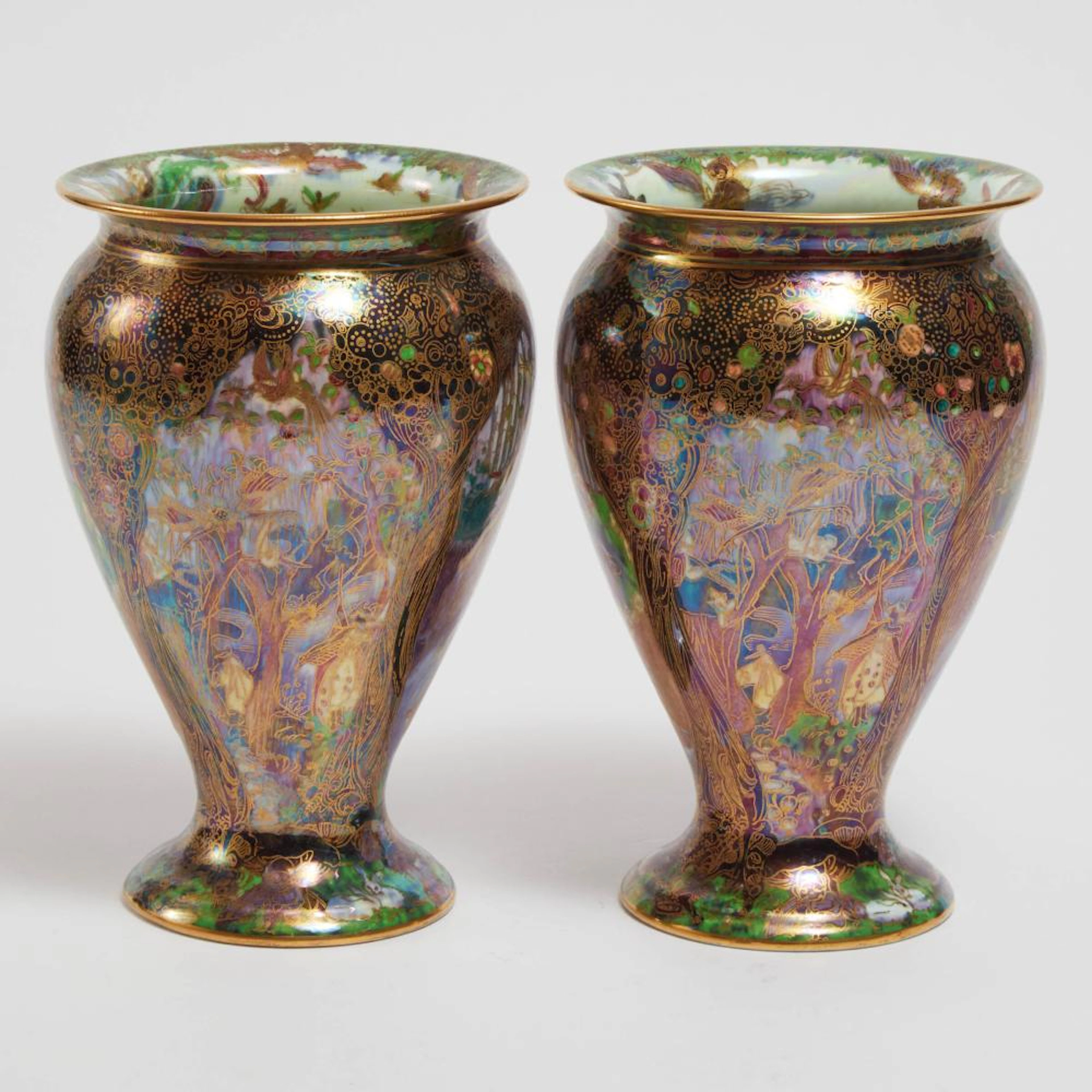 Pair of Wedgwood 'Jewelled Tree' Fairyland Lustre Vases, Daisy-Makeig