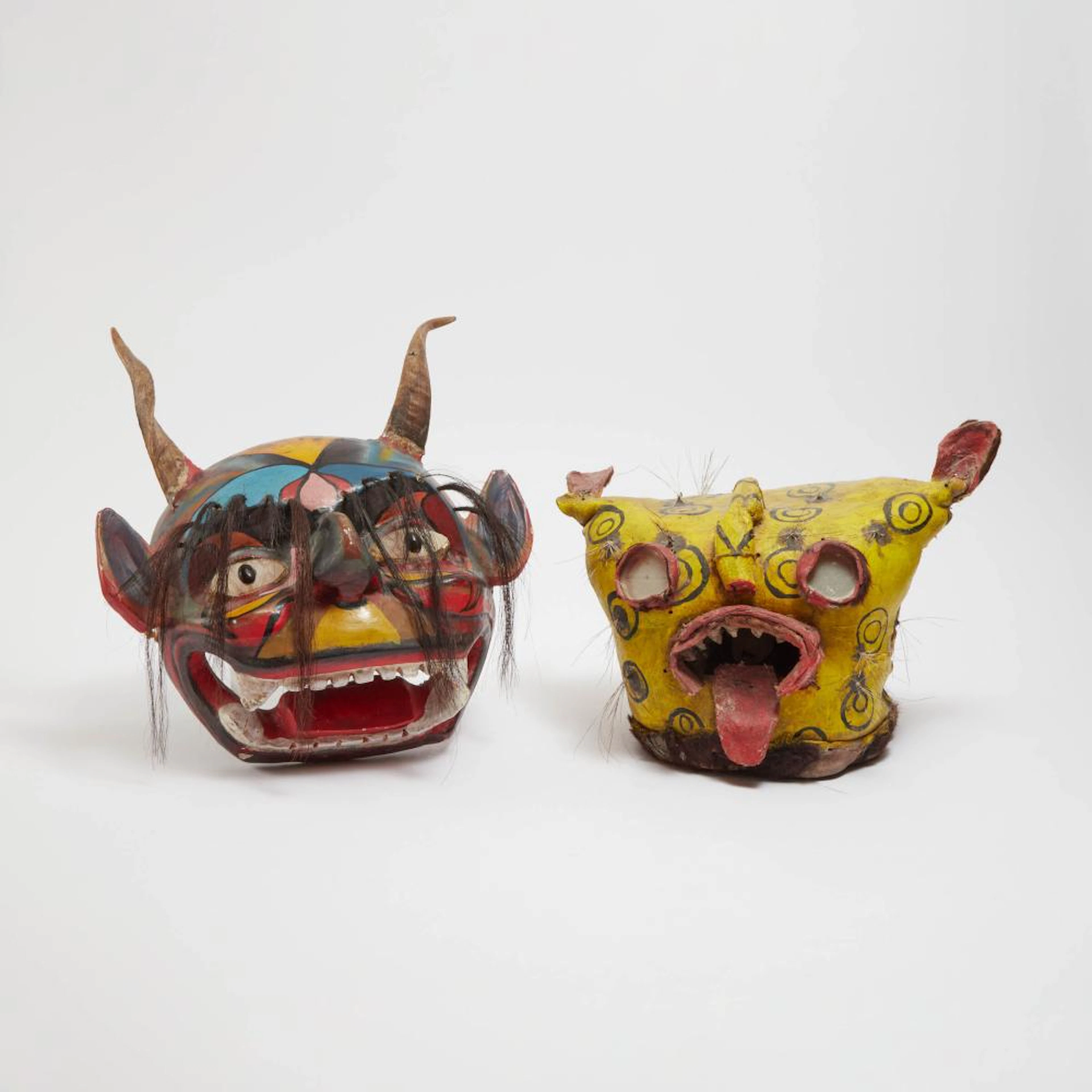 Guerrero Jaguar Helmet Mask and Devil Mask, Mexico, 20th century