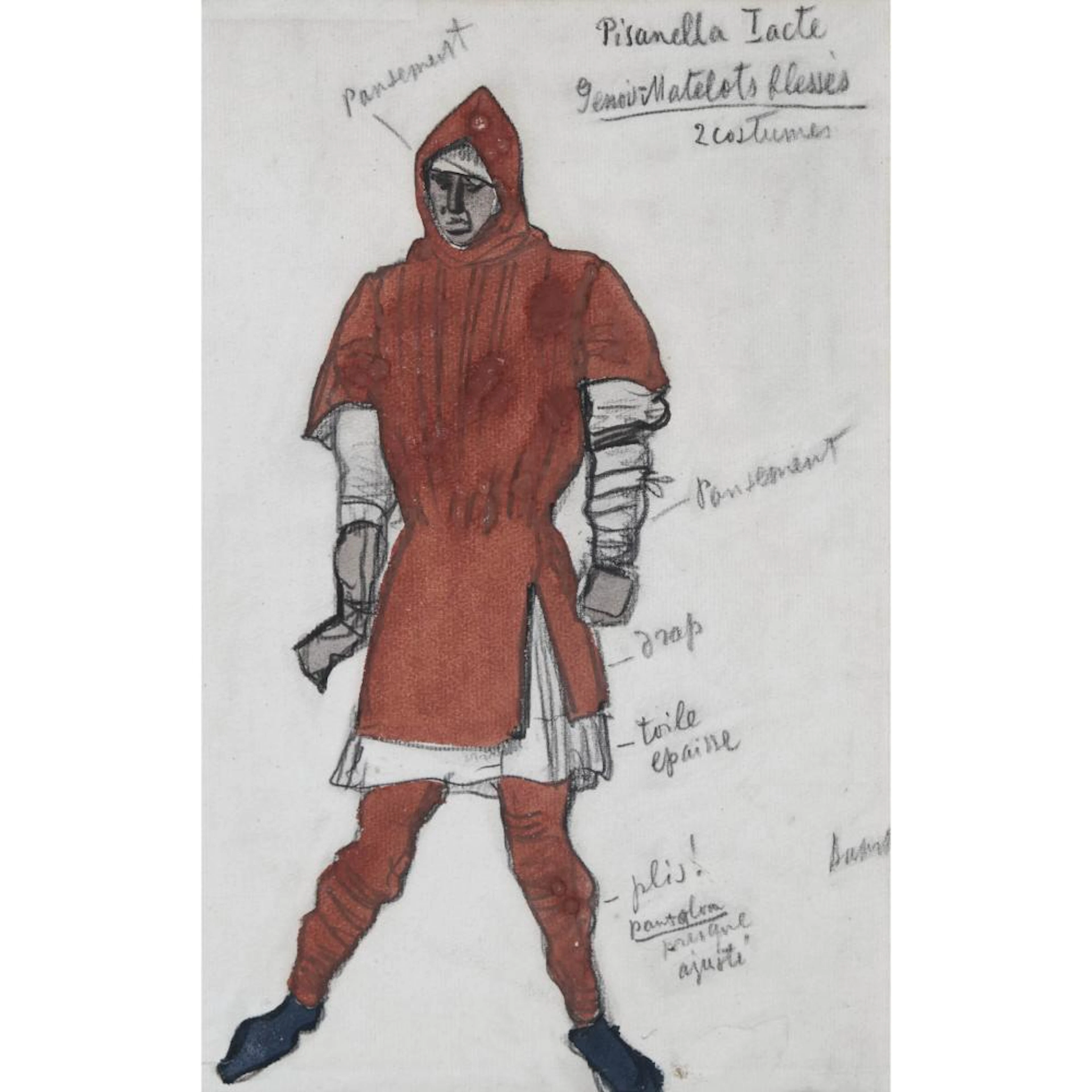 Léon Bakst (1866-1924), GENOIS-MATELOTS BLESSÉS, COSTUME DESIGN FOR