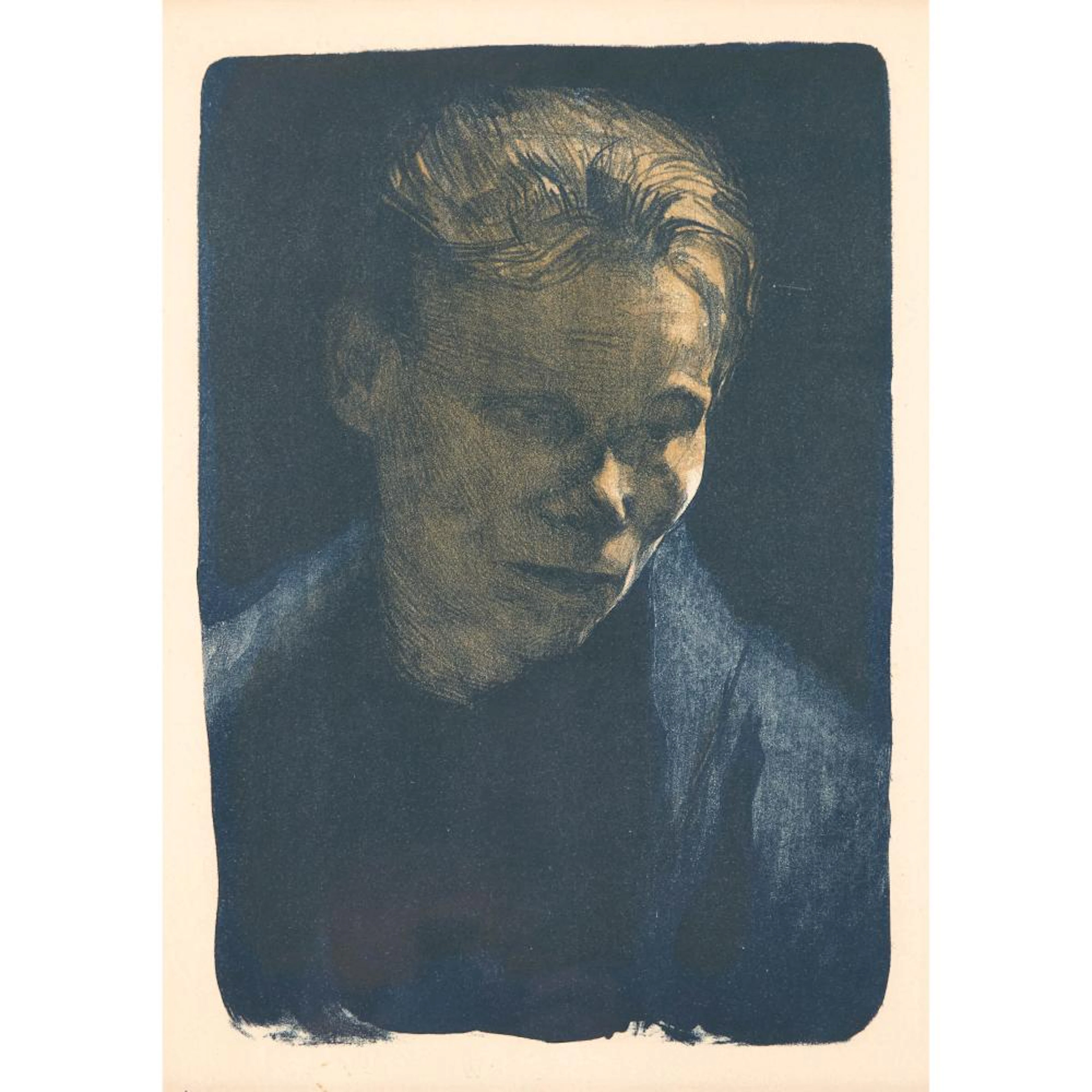 Käthe Kollwitz (1867-1945), BRUSTBILD EINER ARBEITERFRAU MIT BLAUEM