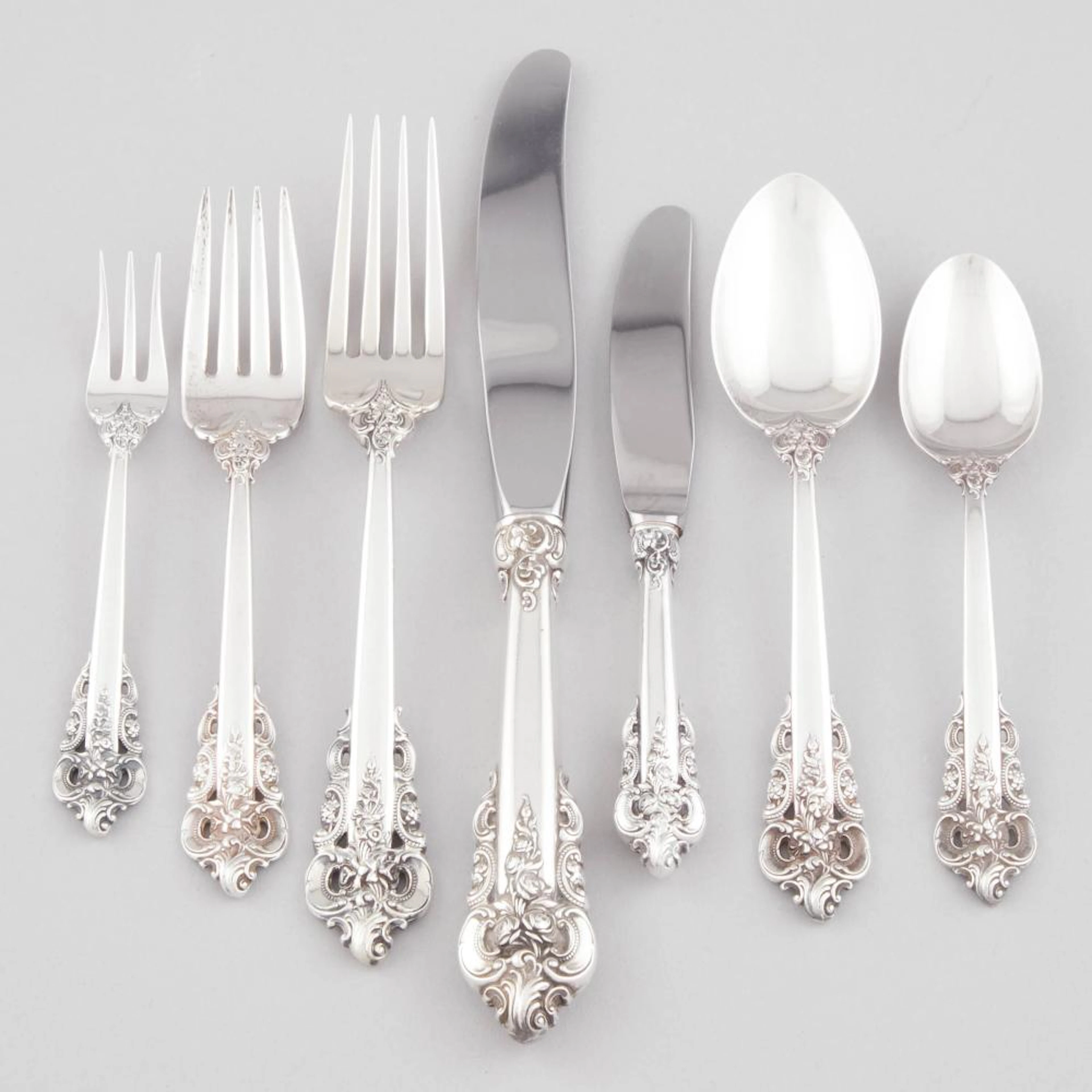 American Silver 'Grande Baroque' Pattern Flatware Service, Wallace