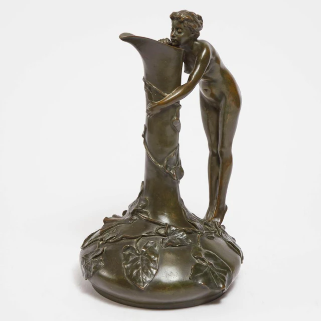Jeanne Jozon (French, 1868-1946), FIGURAL BRONZE EWER, 1898