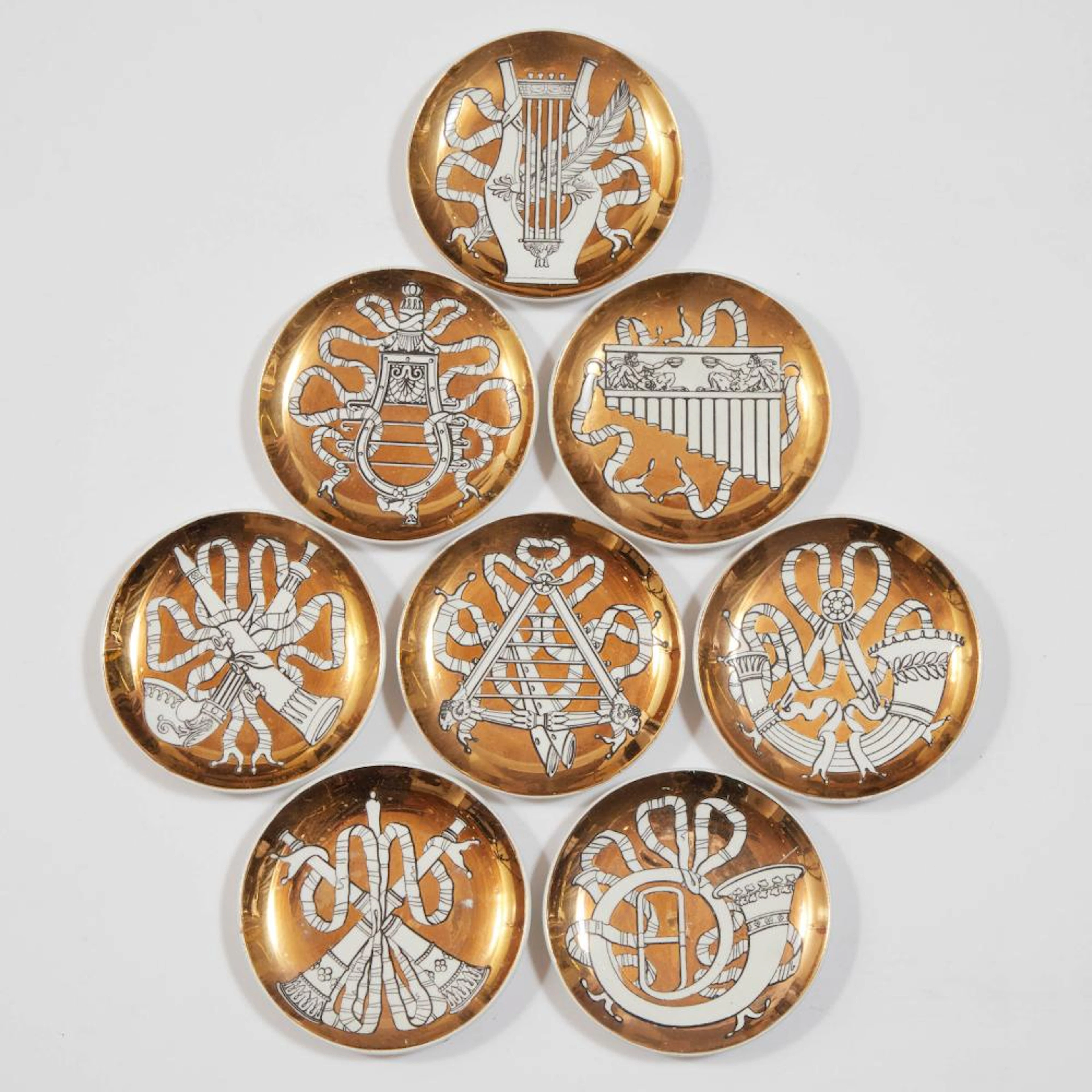 Eight Piero Fornasetti 'Musicalia' Coasters, for Bonwit Teller, 1960s