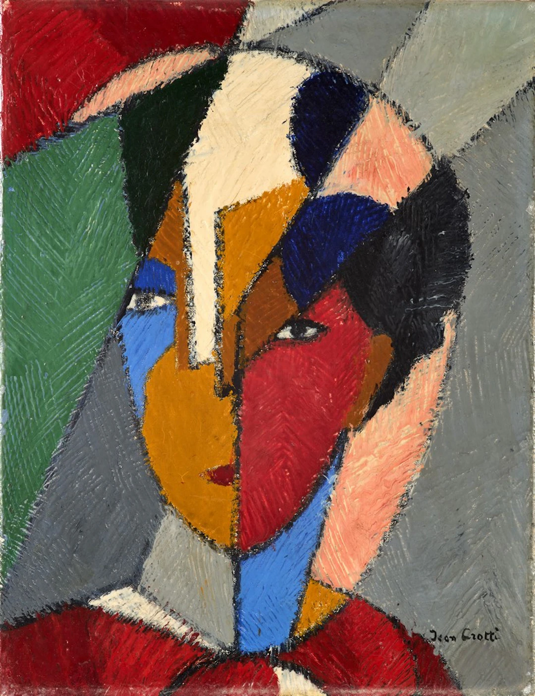 Jean CROTTI (1878-1958). Tête de jeune fille, vers 1945. Huile sur