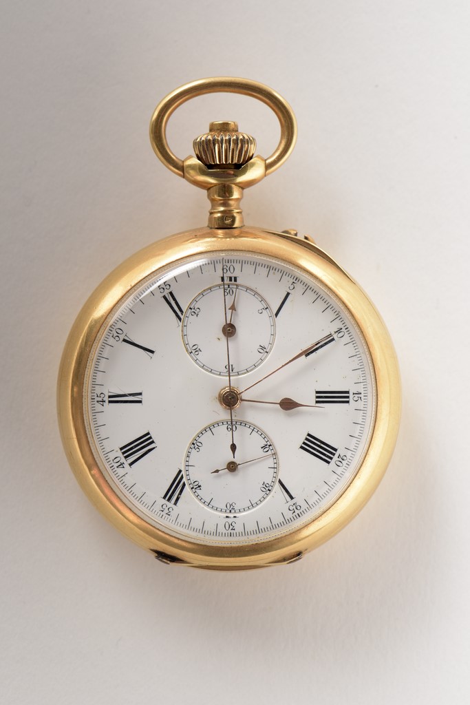 Montre de gousset à double cuvettes en or jaune 18 ct (poincon tête