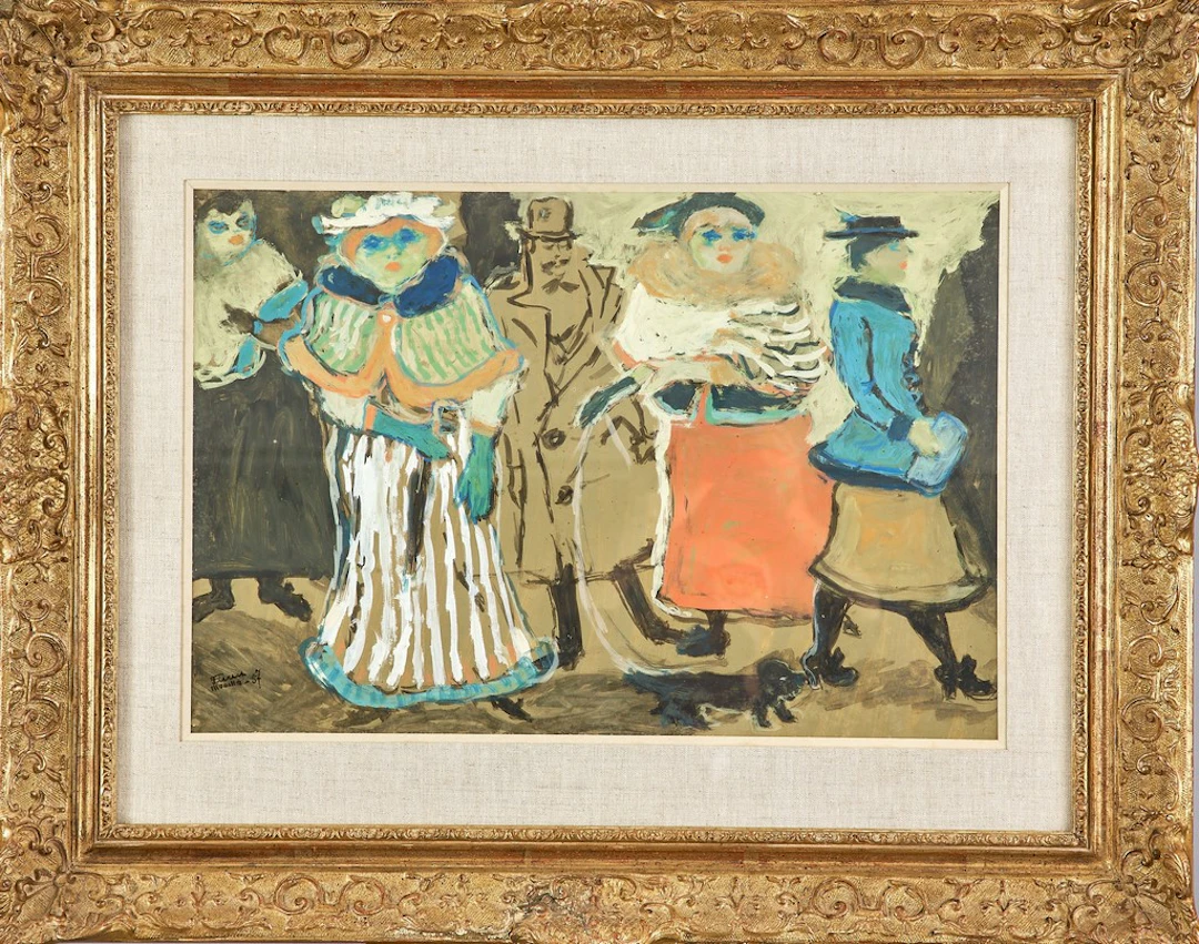 Fikret MOUALLA SAYGI(1905-1968). " Les passants, scène de rue parisienne
