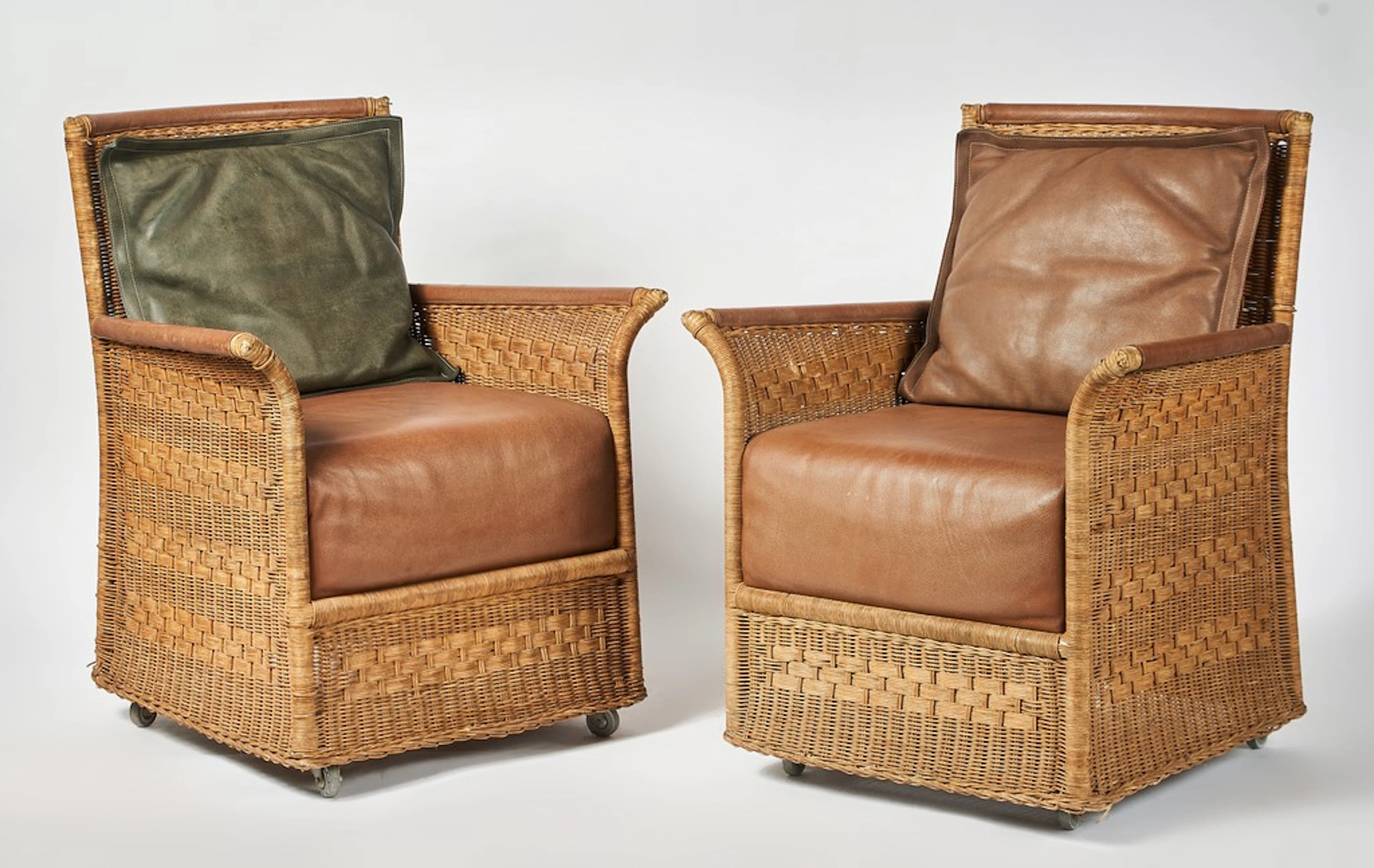 Ronald Cecil SPORTES (1943-2025 ). Quatre de fauteuils en rotin et