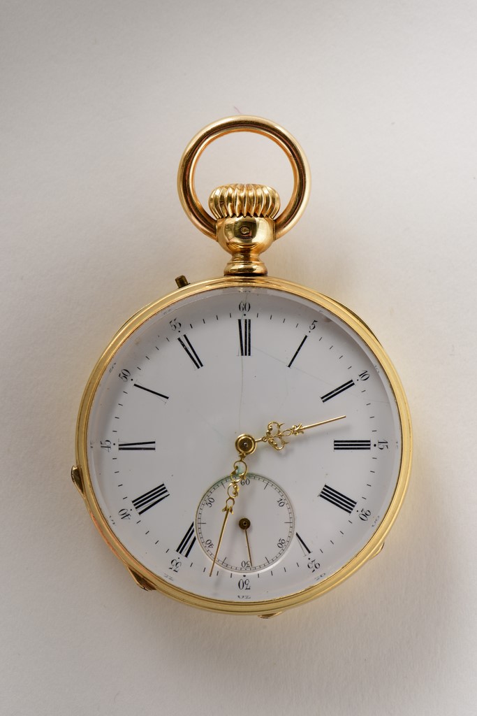 Montre de gousset à double cuvettes en or jaune 18 ct ( poincon tête