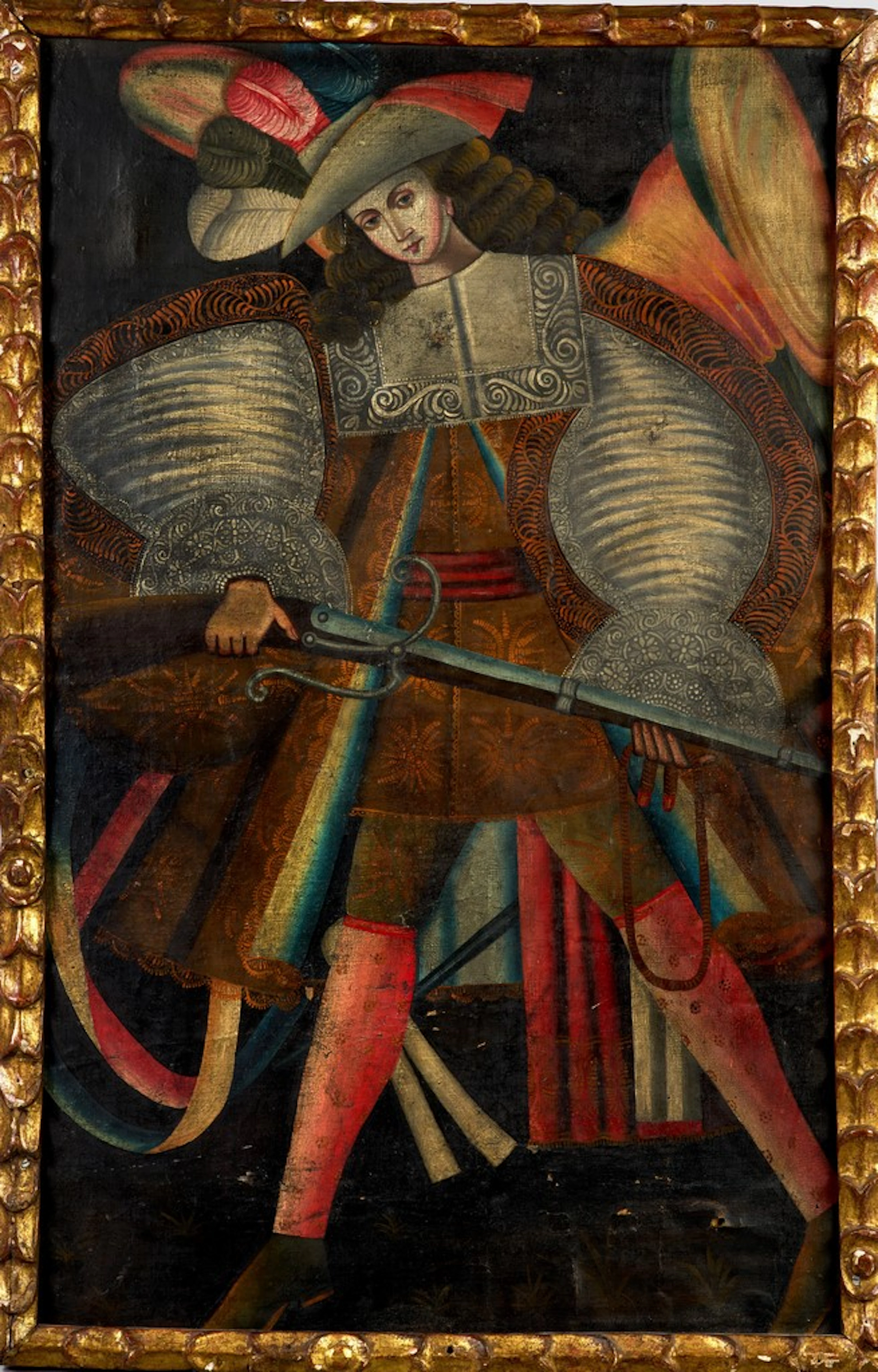 Ecole de Cuzco, XVIIIe siècle. L'Archange arquebusier. Huile sur toile.