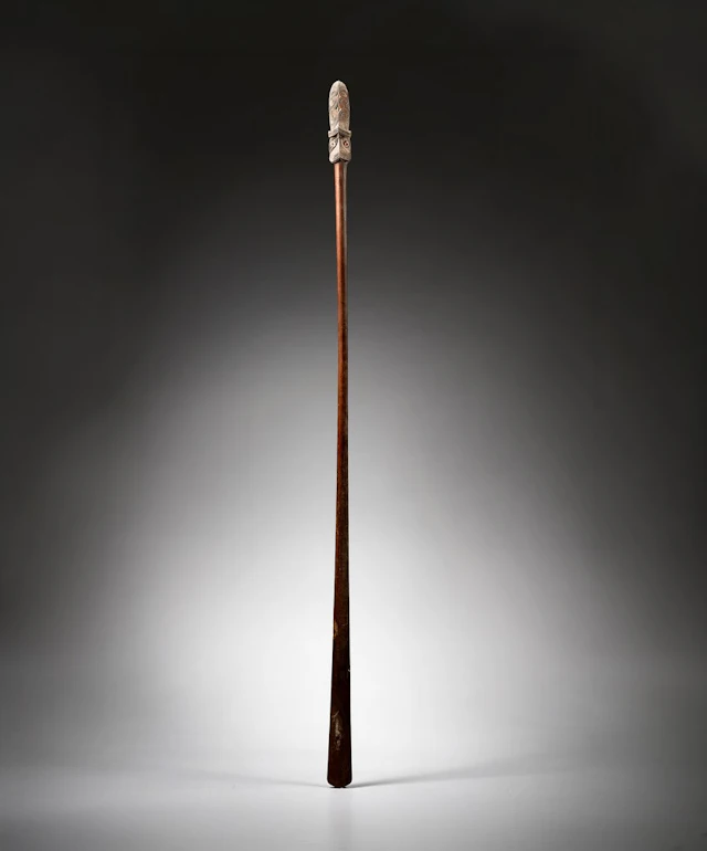 Massue-lance Taiaha Maori céphalomorphe, baton de combat en bois sculpté