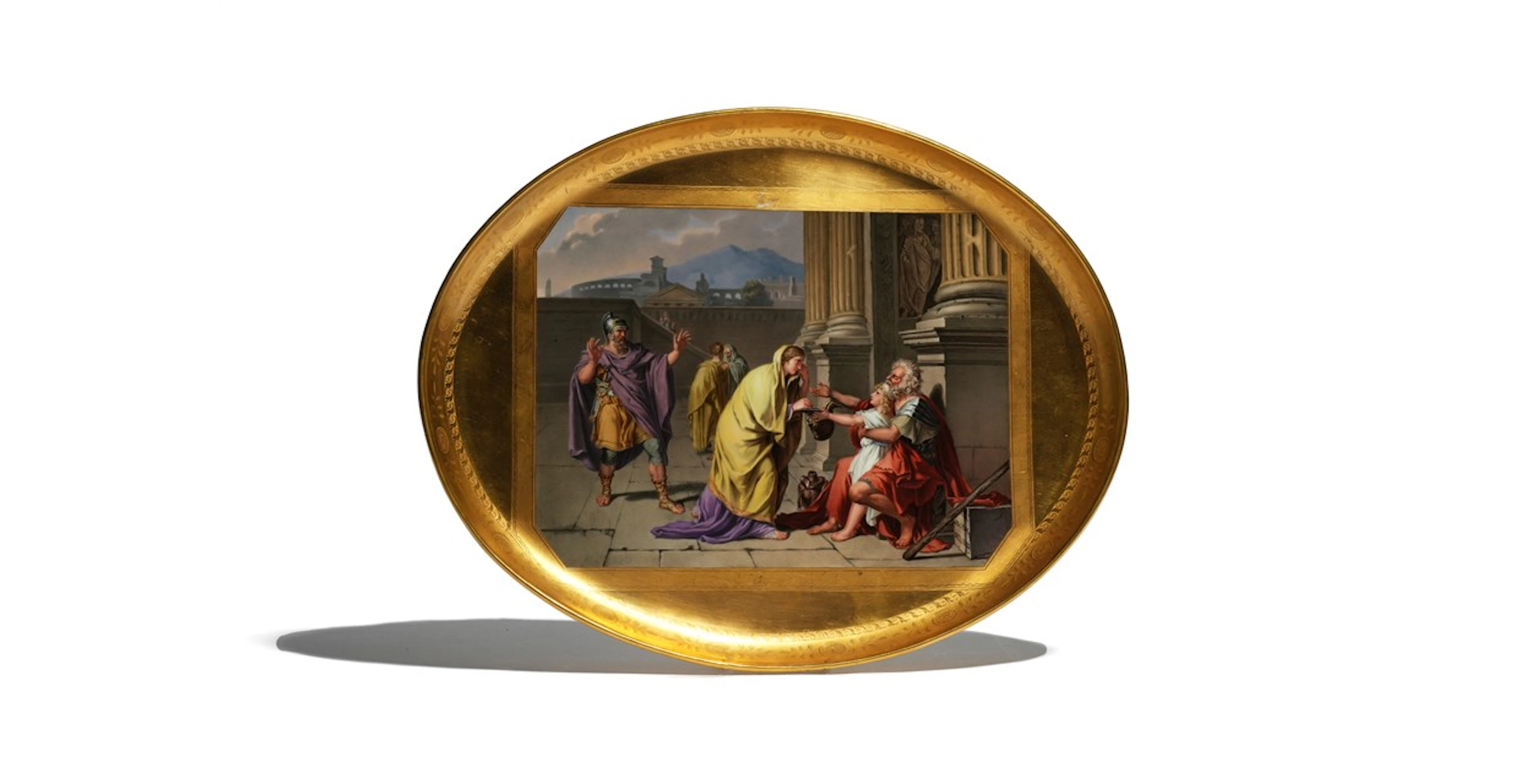 A large Vienna tray, date code for 1808, painted by Johann Ferstler