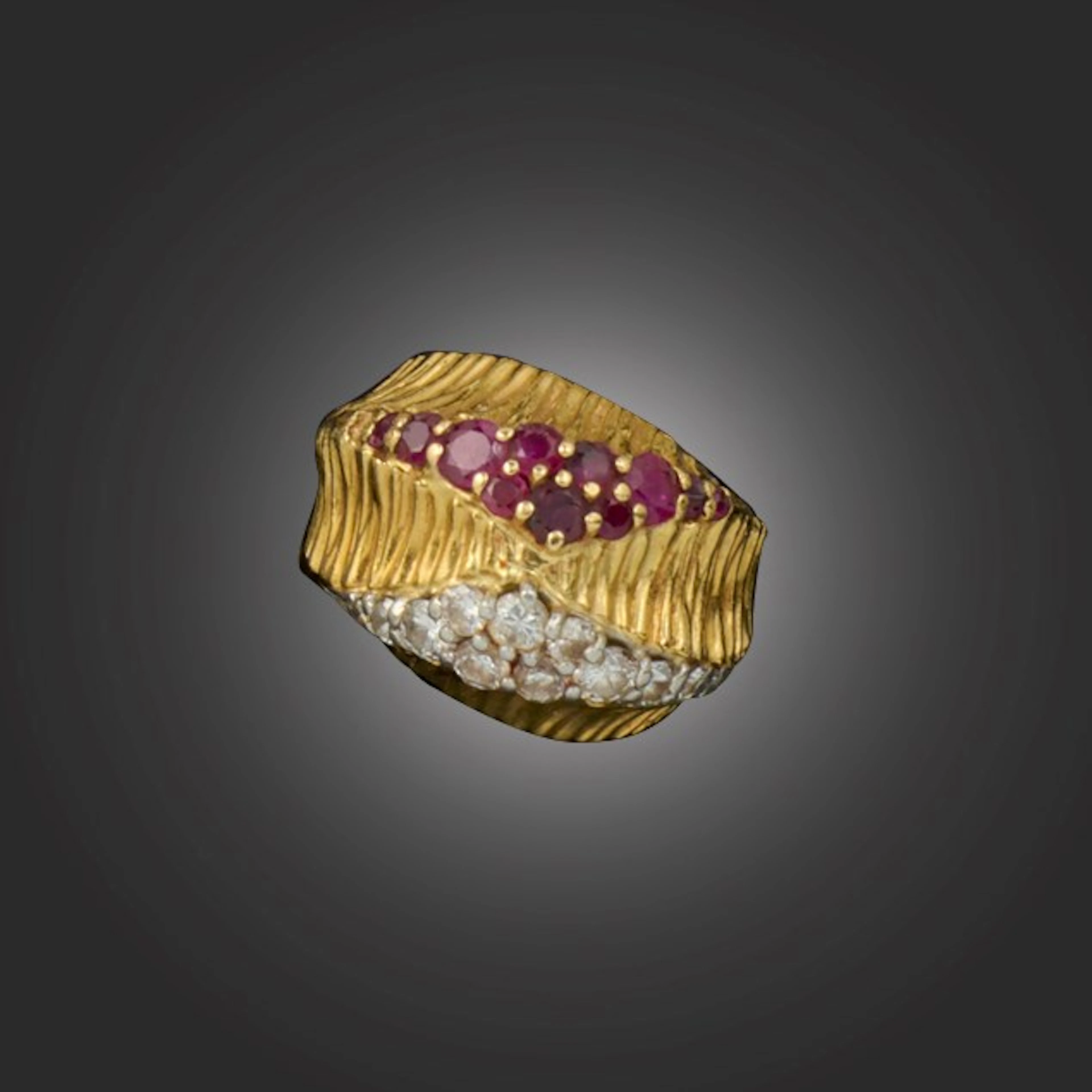 Kutchinsky, a ruby and diamond bombé ring