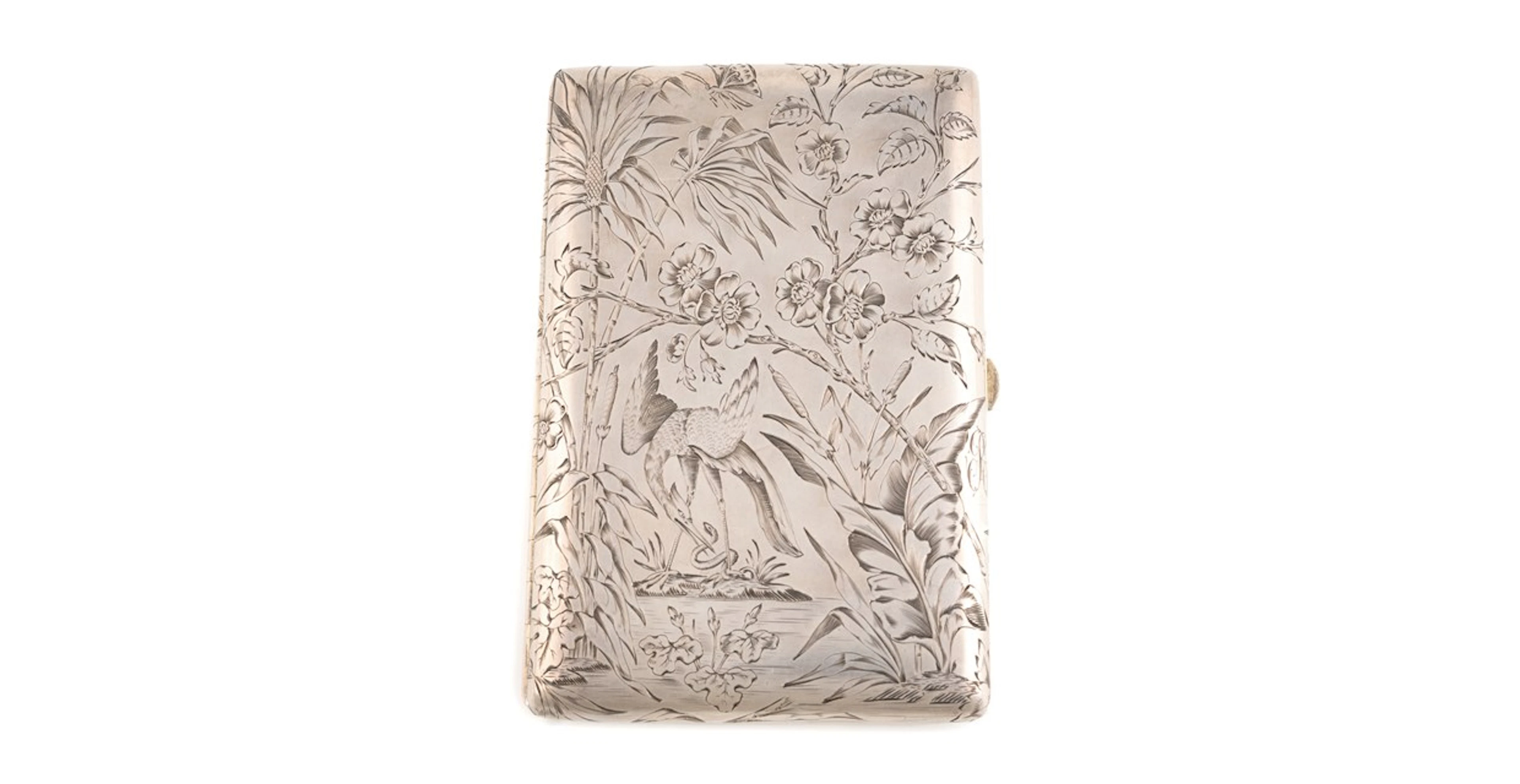 A late-19th century French Aesthetic Movement silver cigarette case