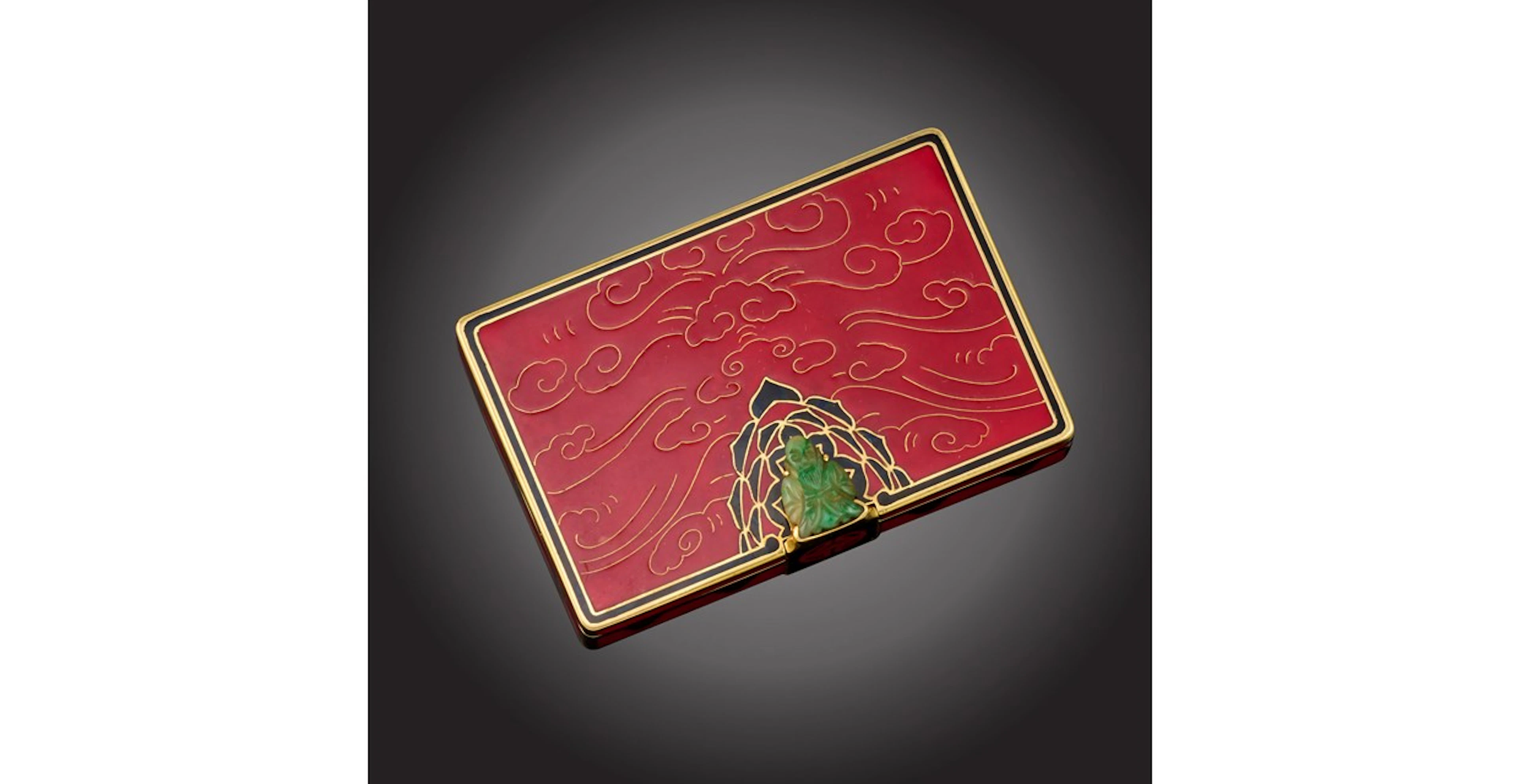 Berlioz Leroy, an Art Deco gold and enamel chinoiserie vanity case, circa 1930
