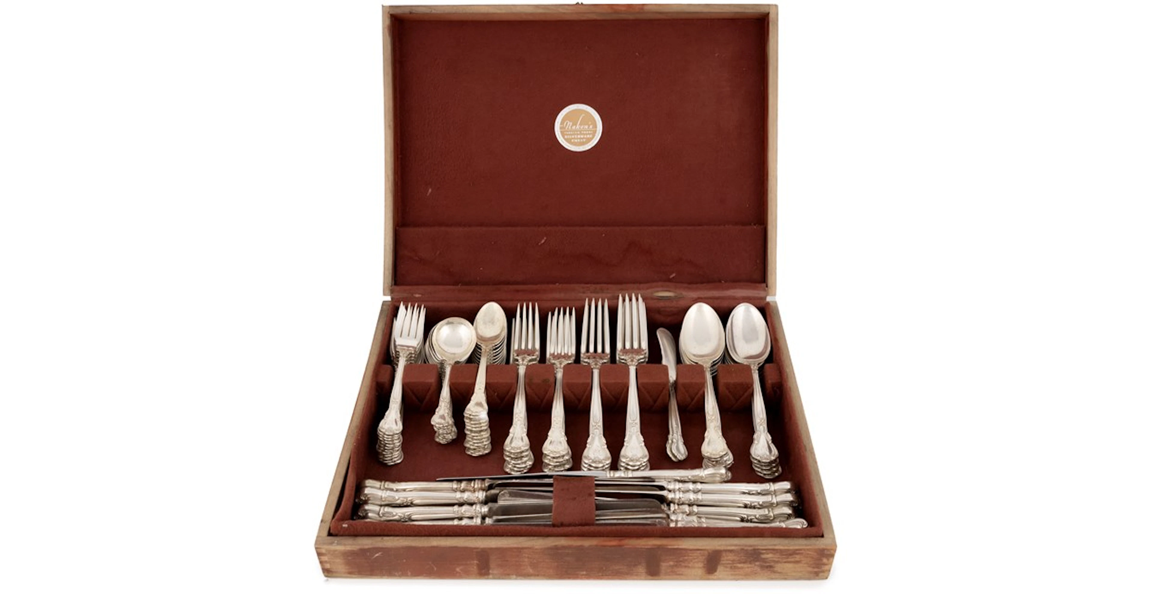 A cased American silver Chantilly pattern canteen