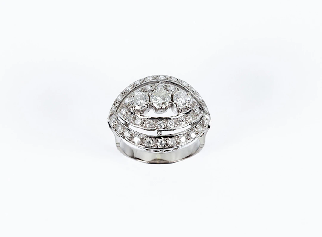 Sortija vintage en oro blanco 18 K