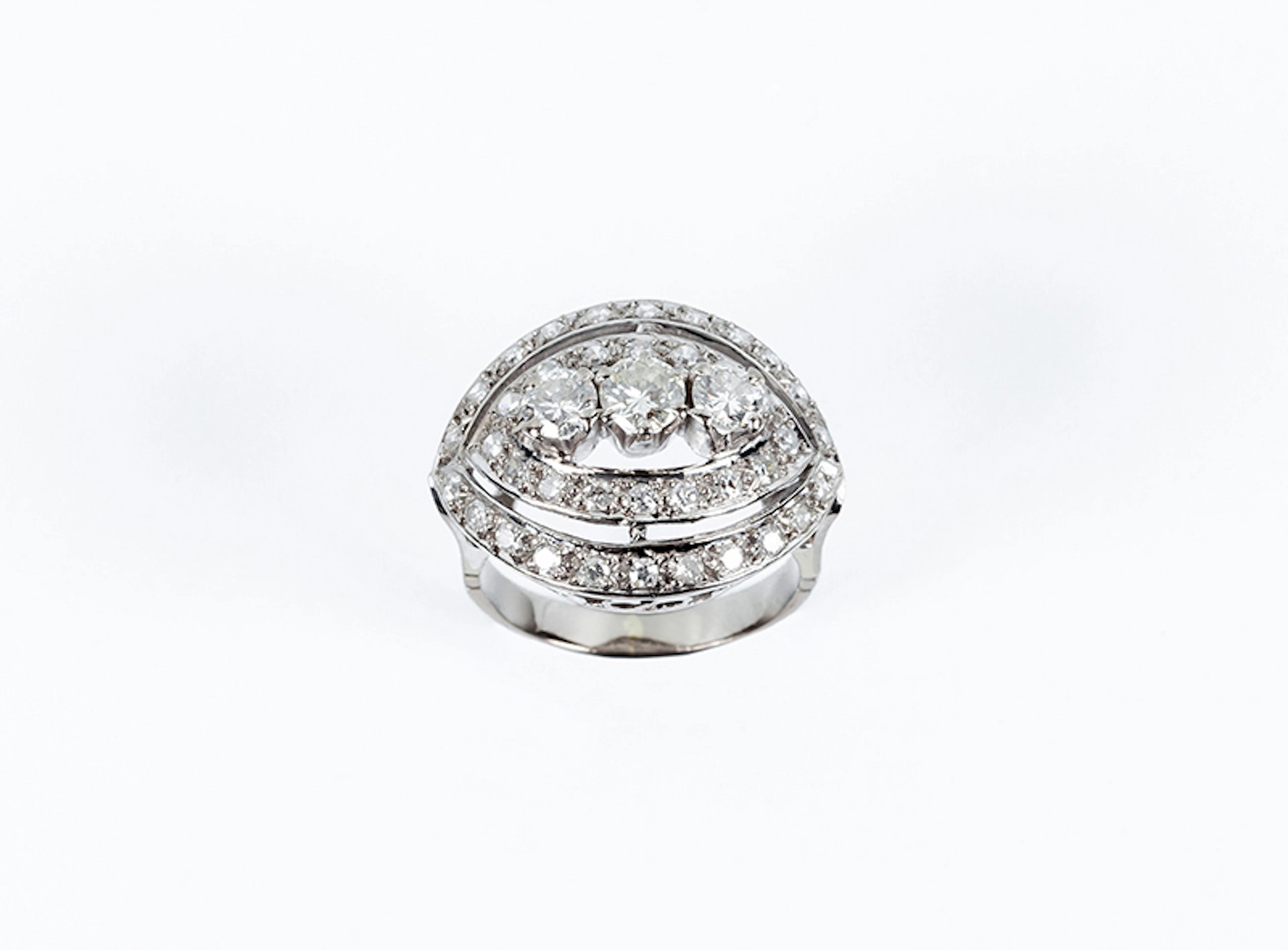 Sortija vintage en oro blanco 18 K