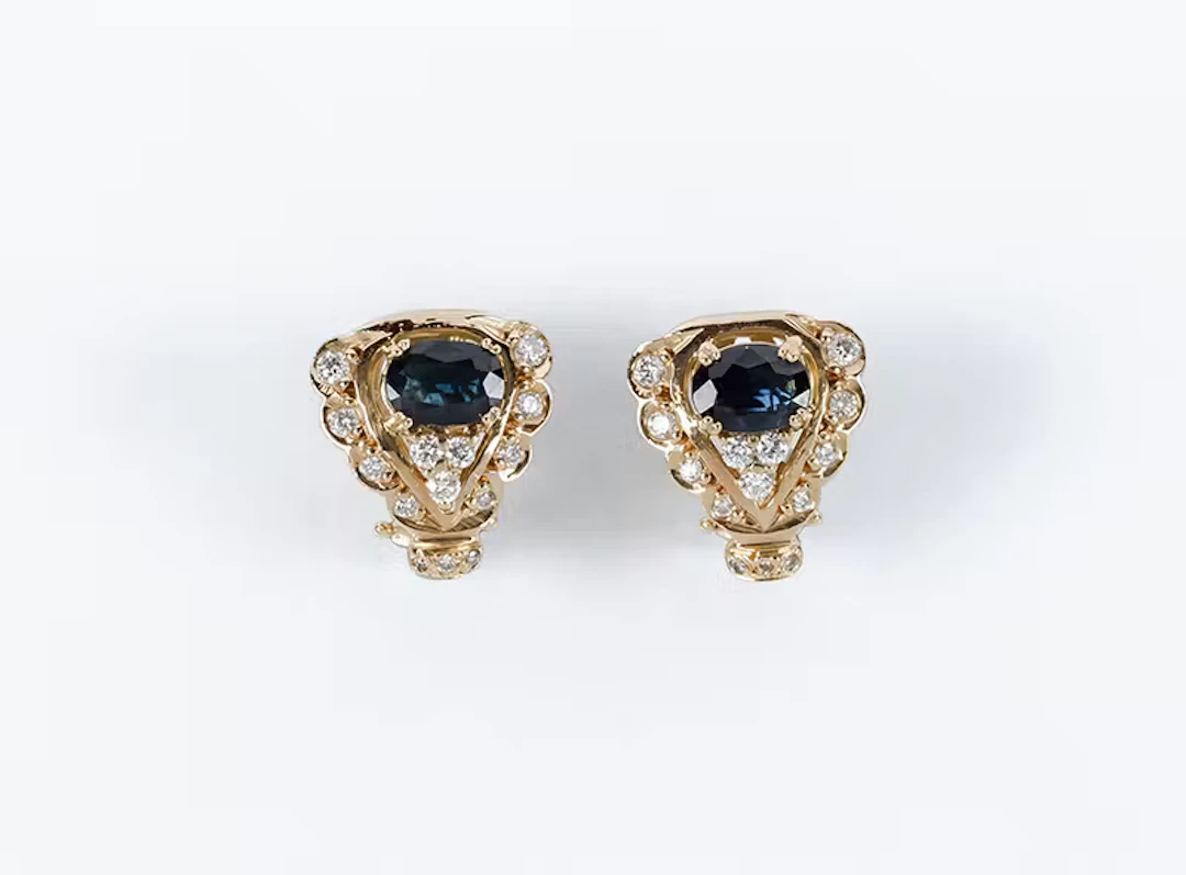 Pendientes vintage en oro amarillo 18 K con un bello...