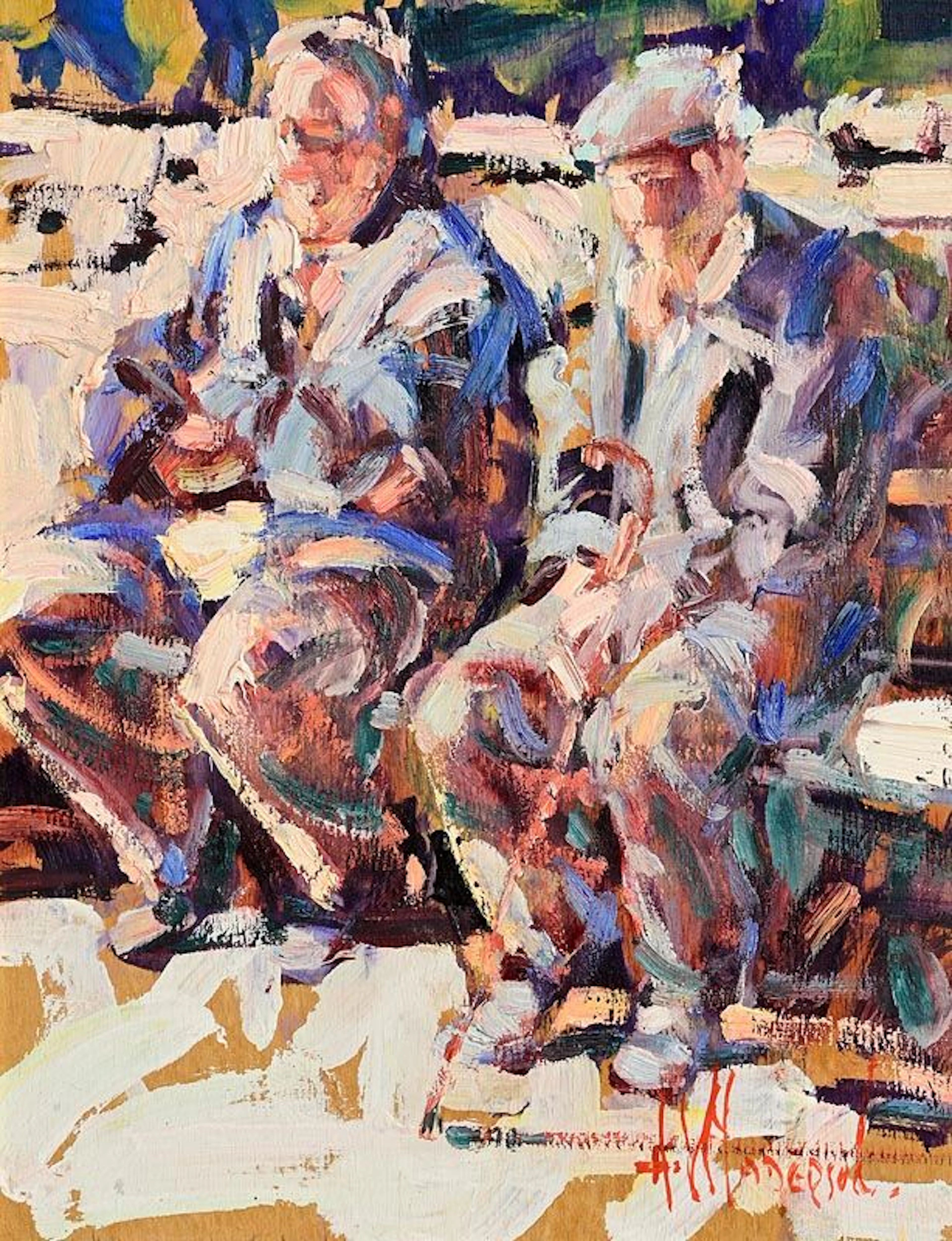 Arthur K. Maderson (b.1942) Two Old Boys, Tallow Horse Fair
